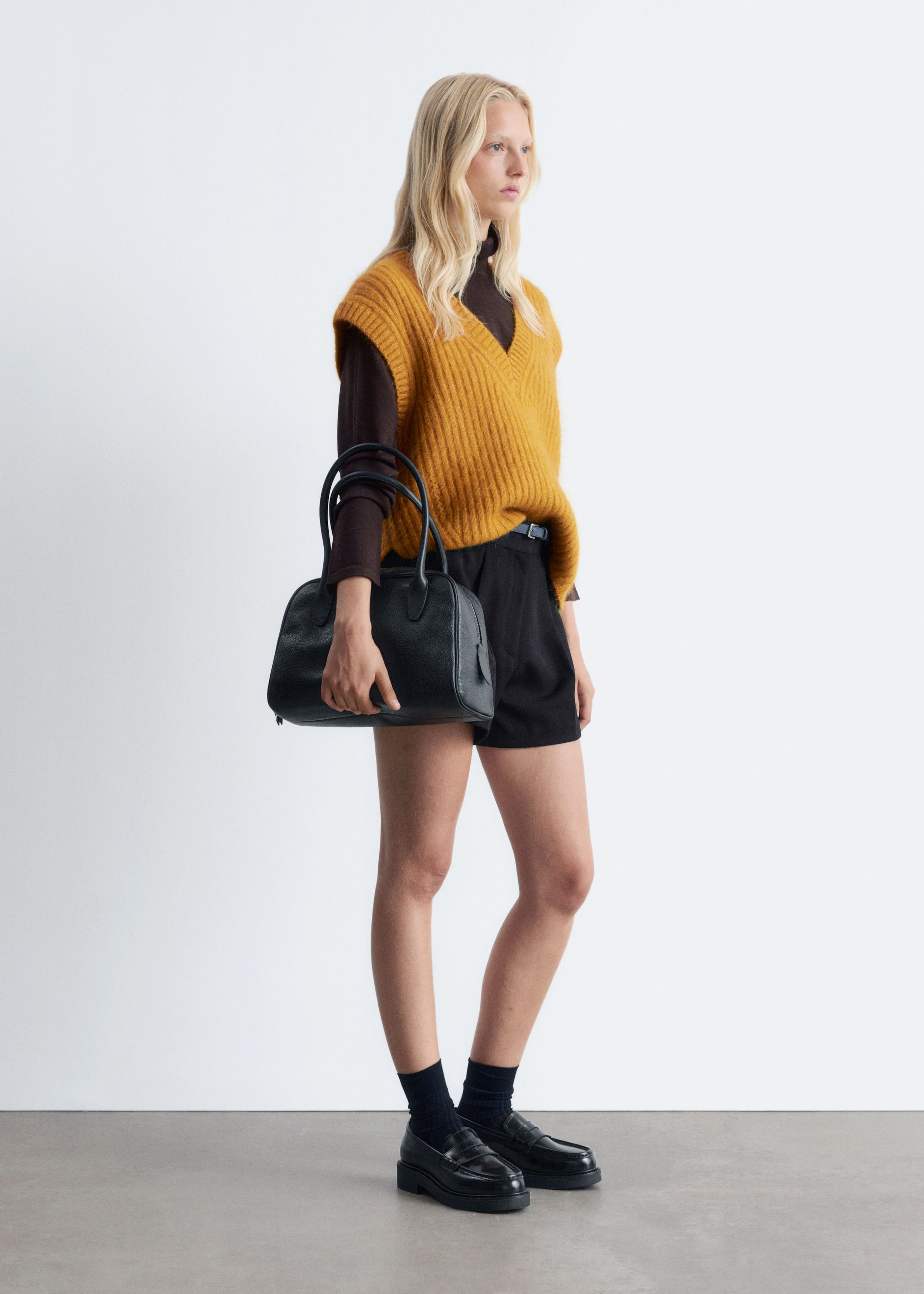 Knitted Mohair-Blend V-Neck Vest - Mustard Yellow - Lookbook