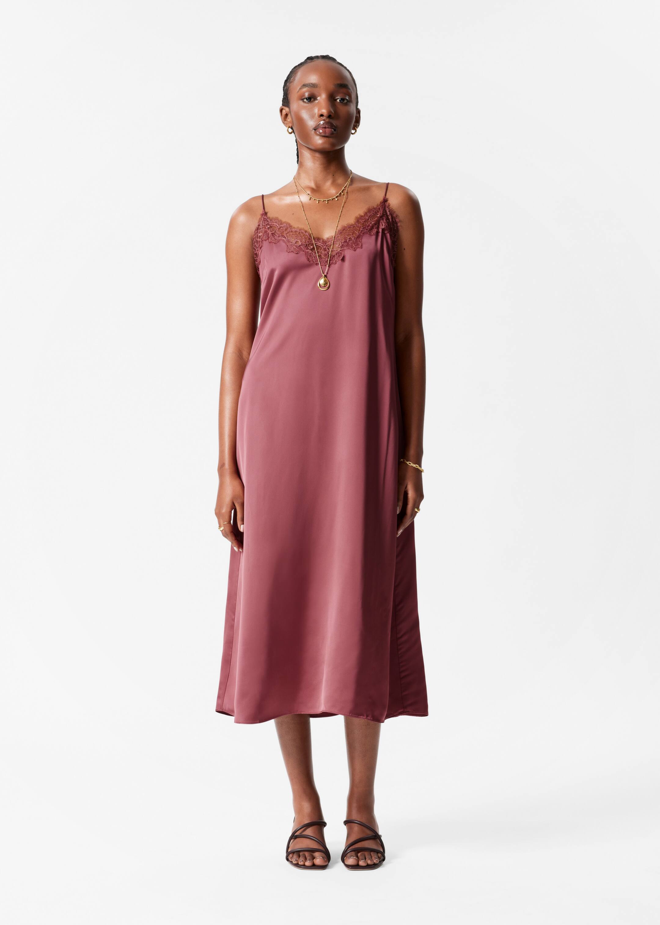 Zobrazit větší obrázek: Saténové midi šaty - Mauve - ŽENY | H&M CZ 2