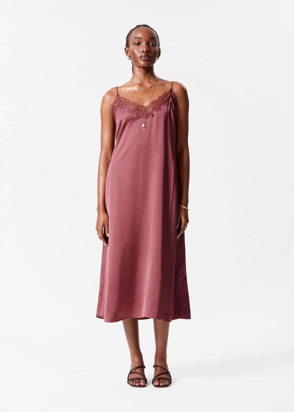 Image of Robe combinaison midi en satin