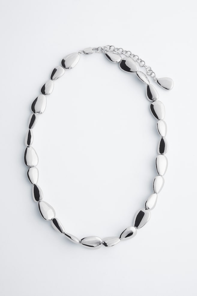 Collier à perles fantaisie arrondies - Argenté/Doré - 1