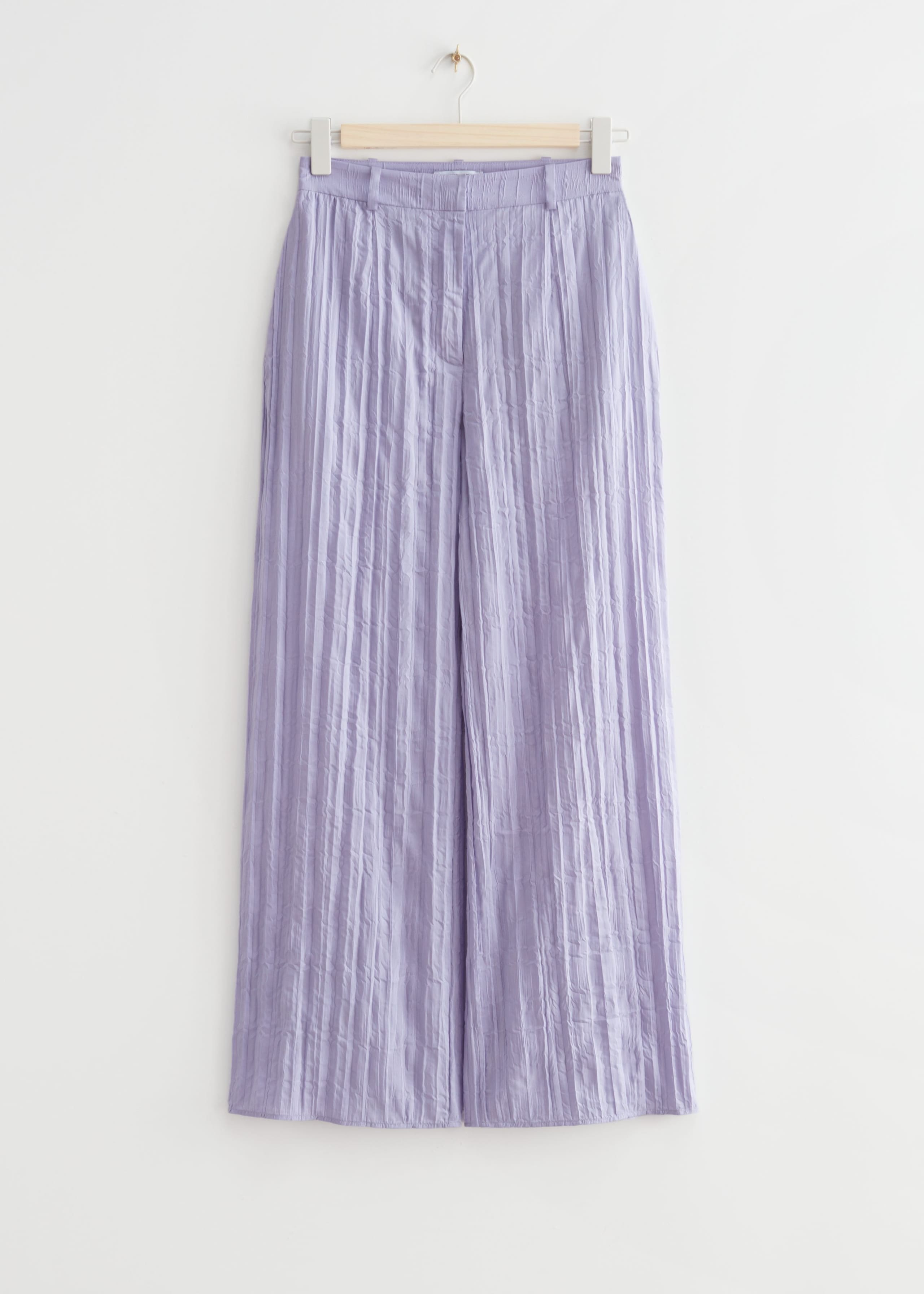Wide Crinkled Trousers - Lilac - Bodegón