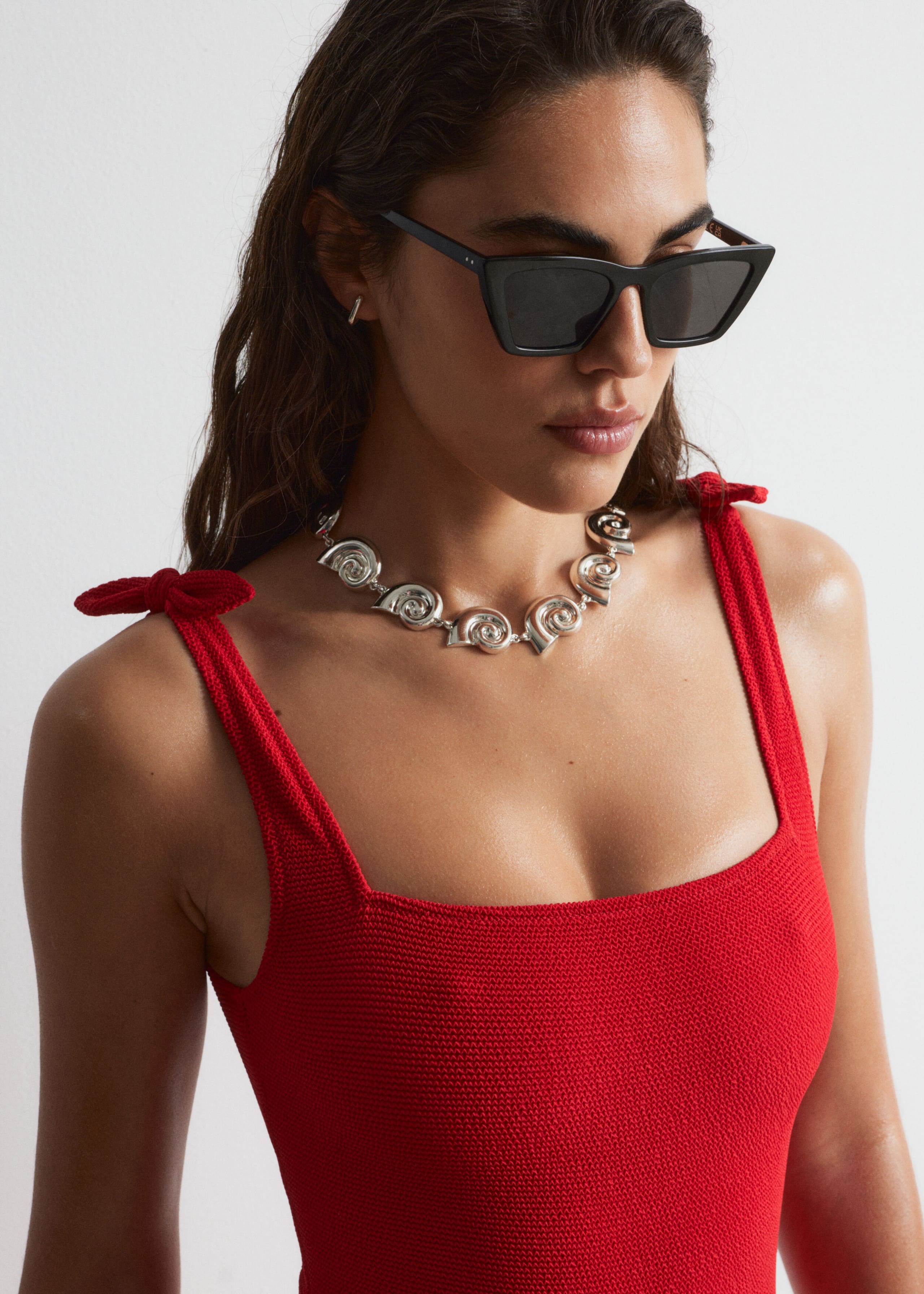 Image of Textured Bow Tie Swimsuit