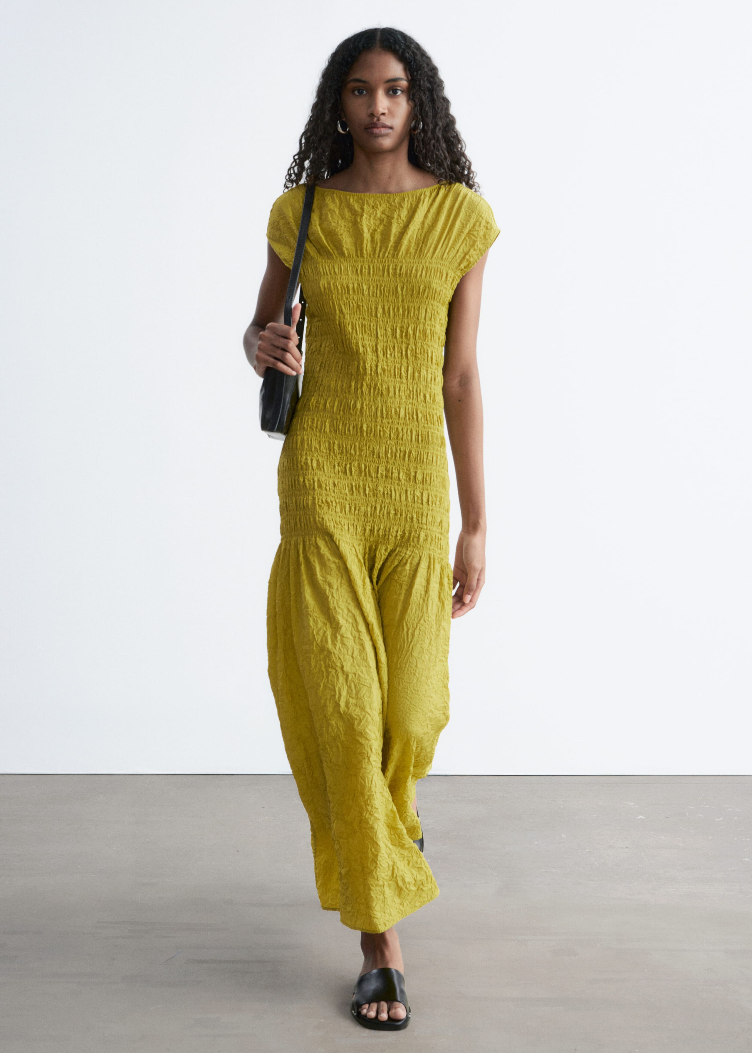 Image of Maxi abito con lavorazione smock