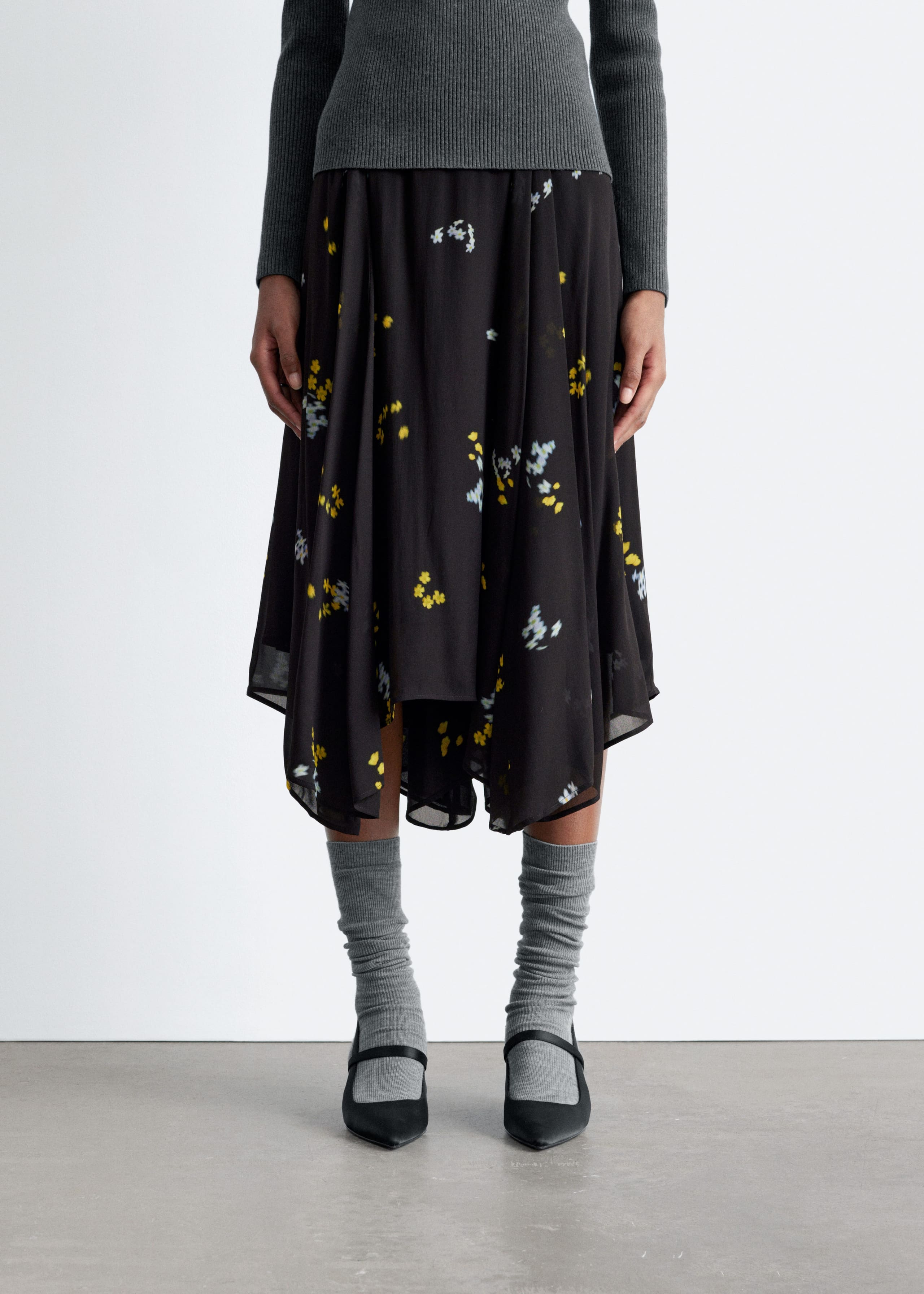 Image of Asymmetric Midi Skirt