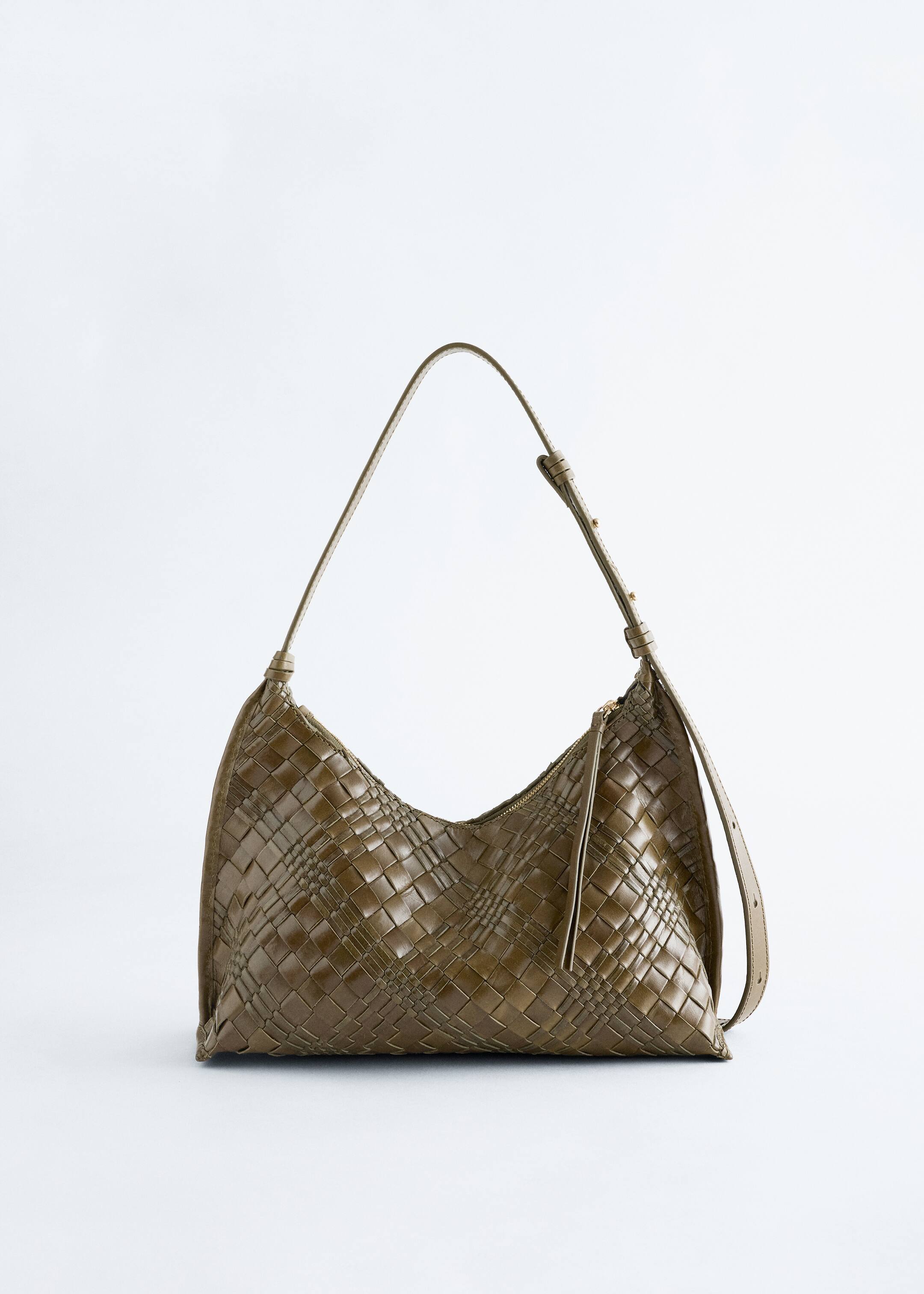 Zobacz większy obraz: Torba crossbody z plecionej skóry - Zielony khaki - ONA | H&M PL 3