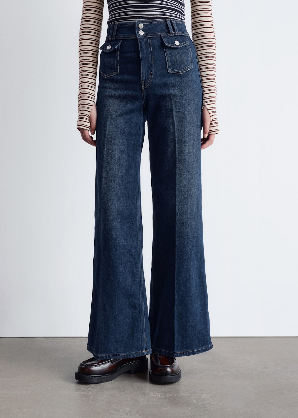 Image of Press-Crease Flared Jeans
