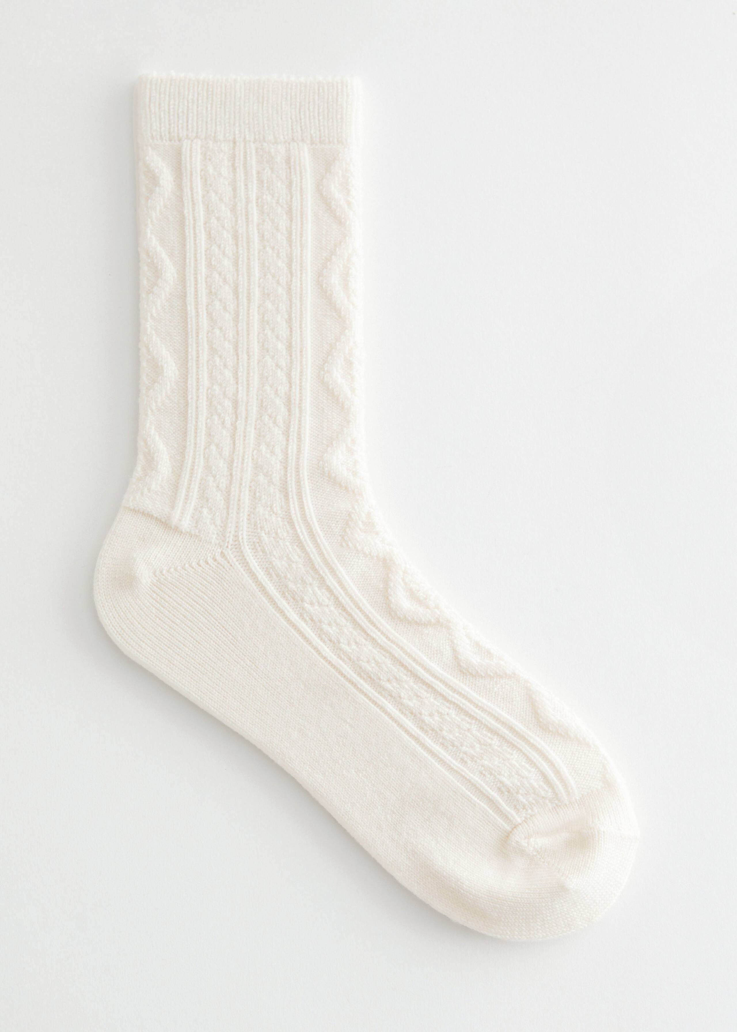 Cable Knit Socks - White - Still Life