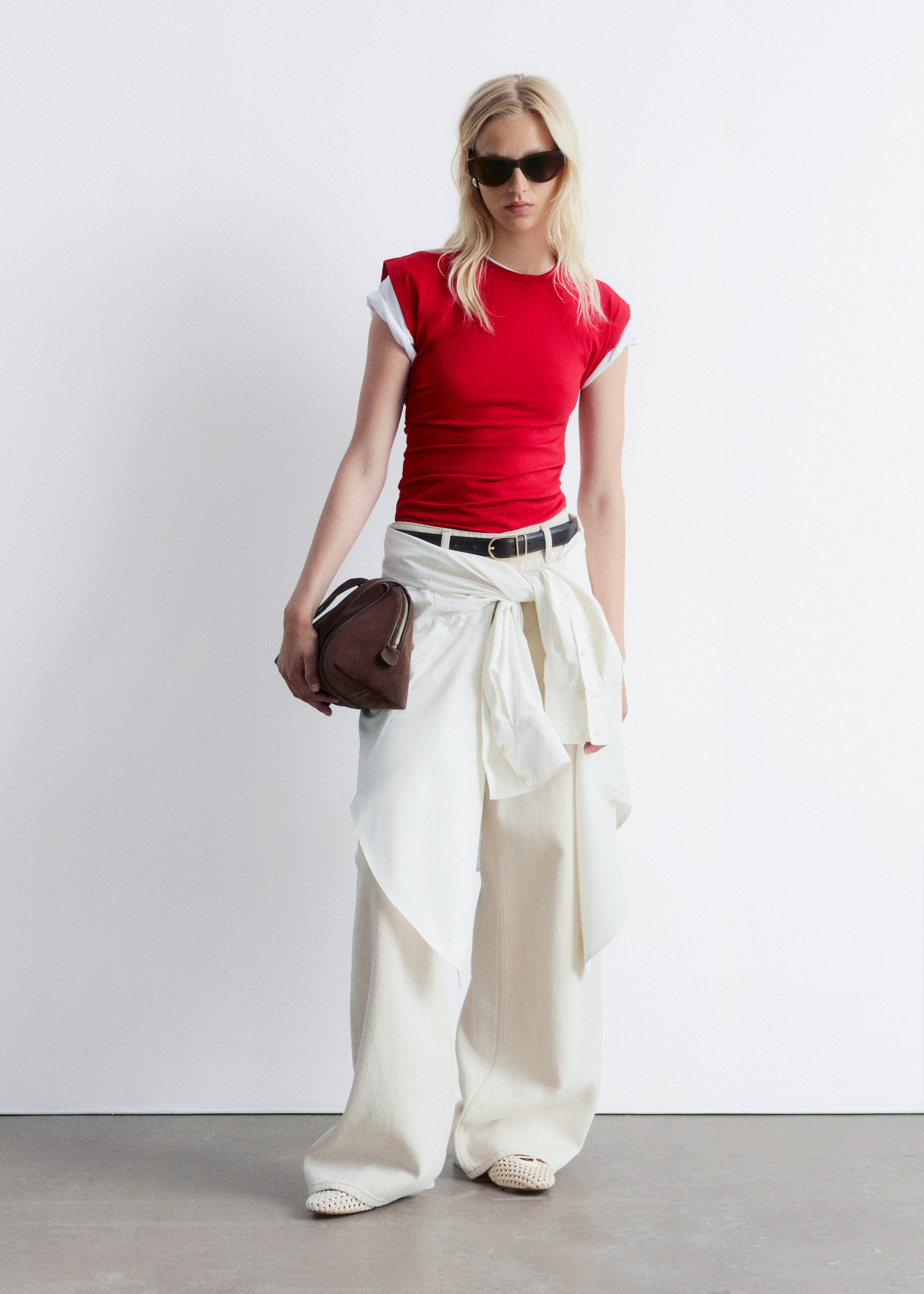 Ruched Jersey Tank Top - Red - Lookbook