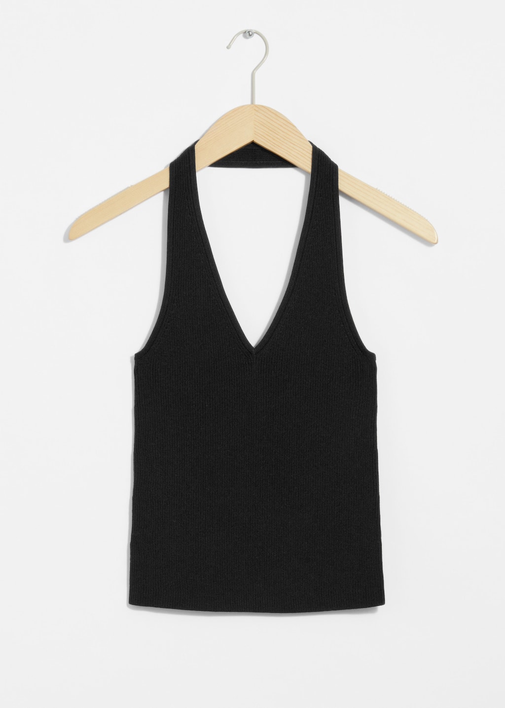 Ribbed Halterneck Top - Black - Still Life