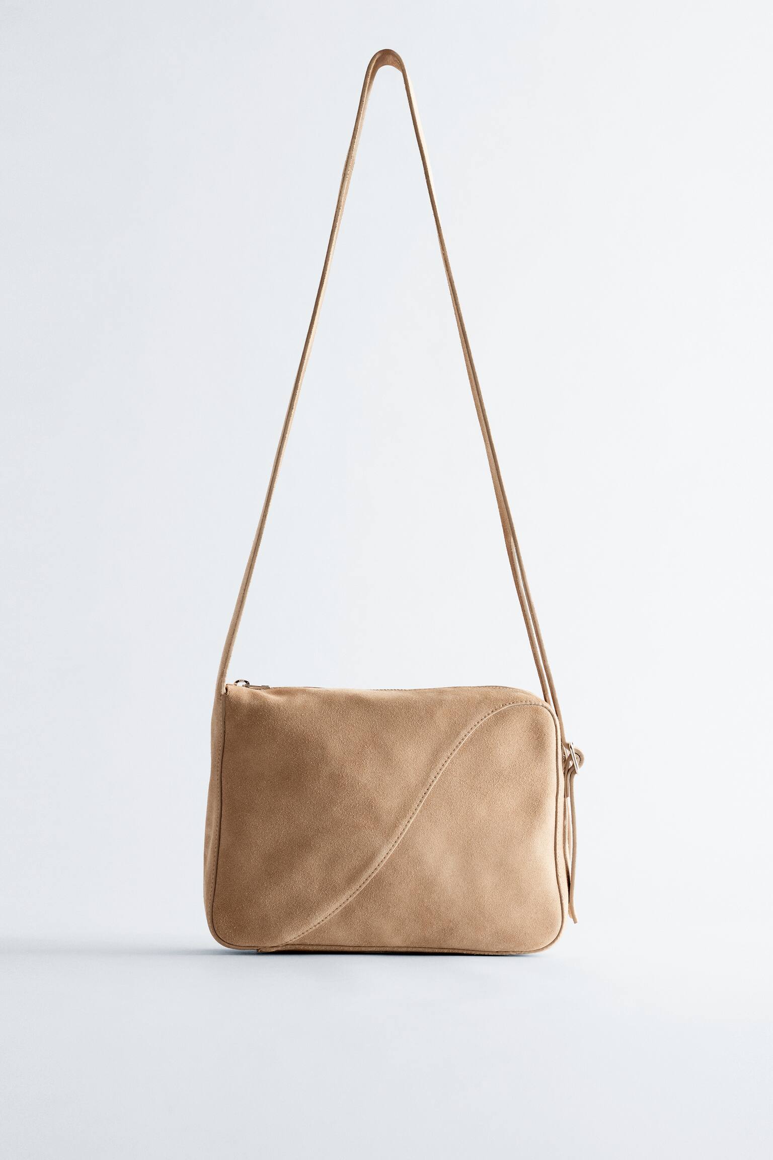 Leren schoudertas - Beige/Donkerbruin