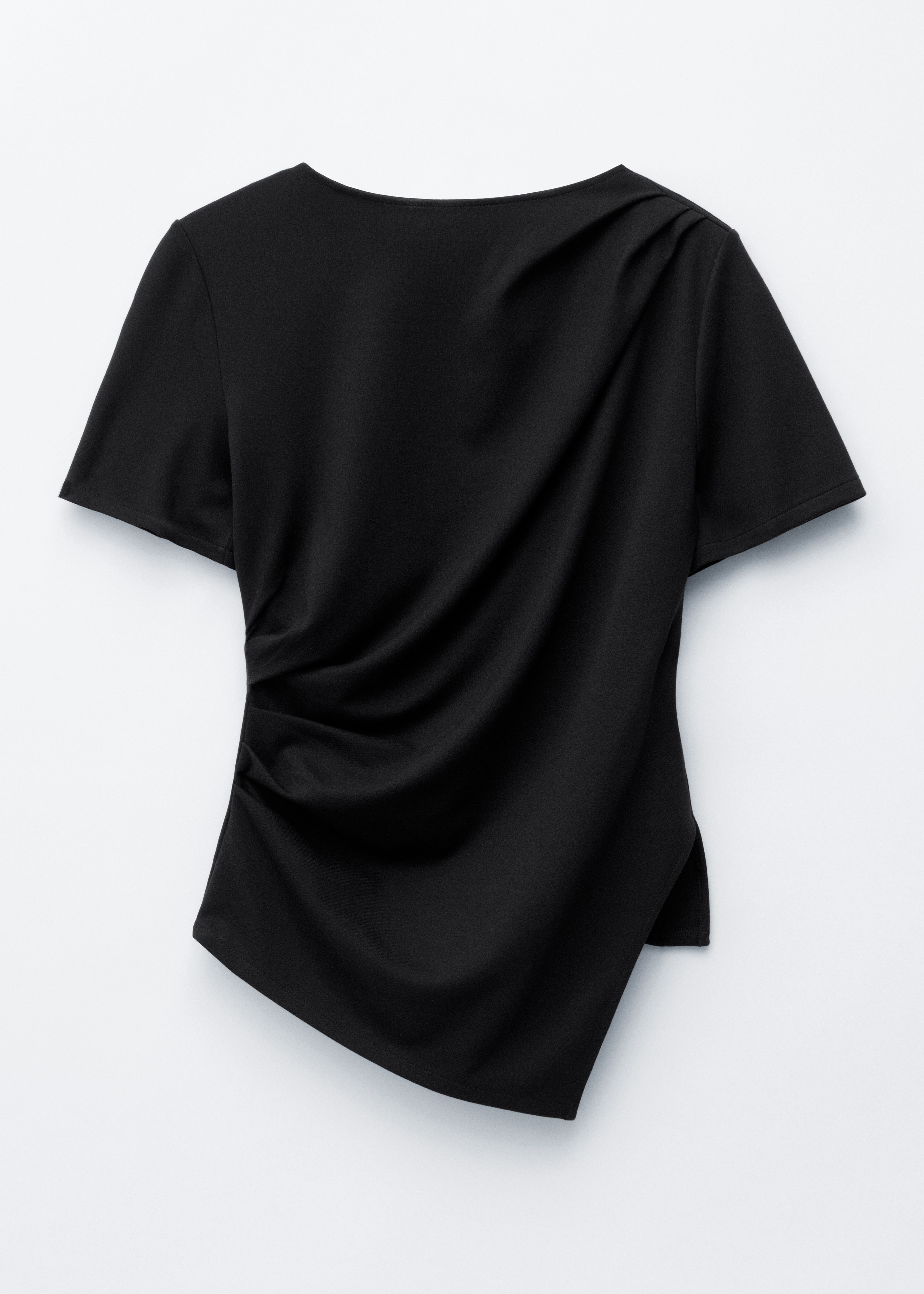 Camiseta asimétrica drapeada - Negro/Blanco