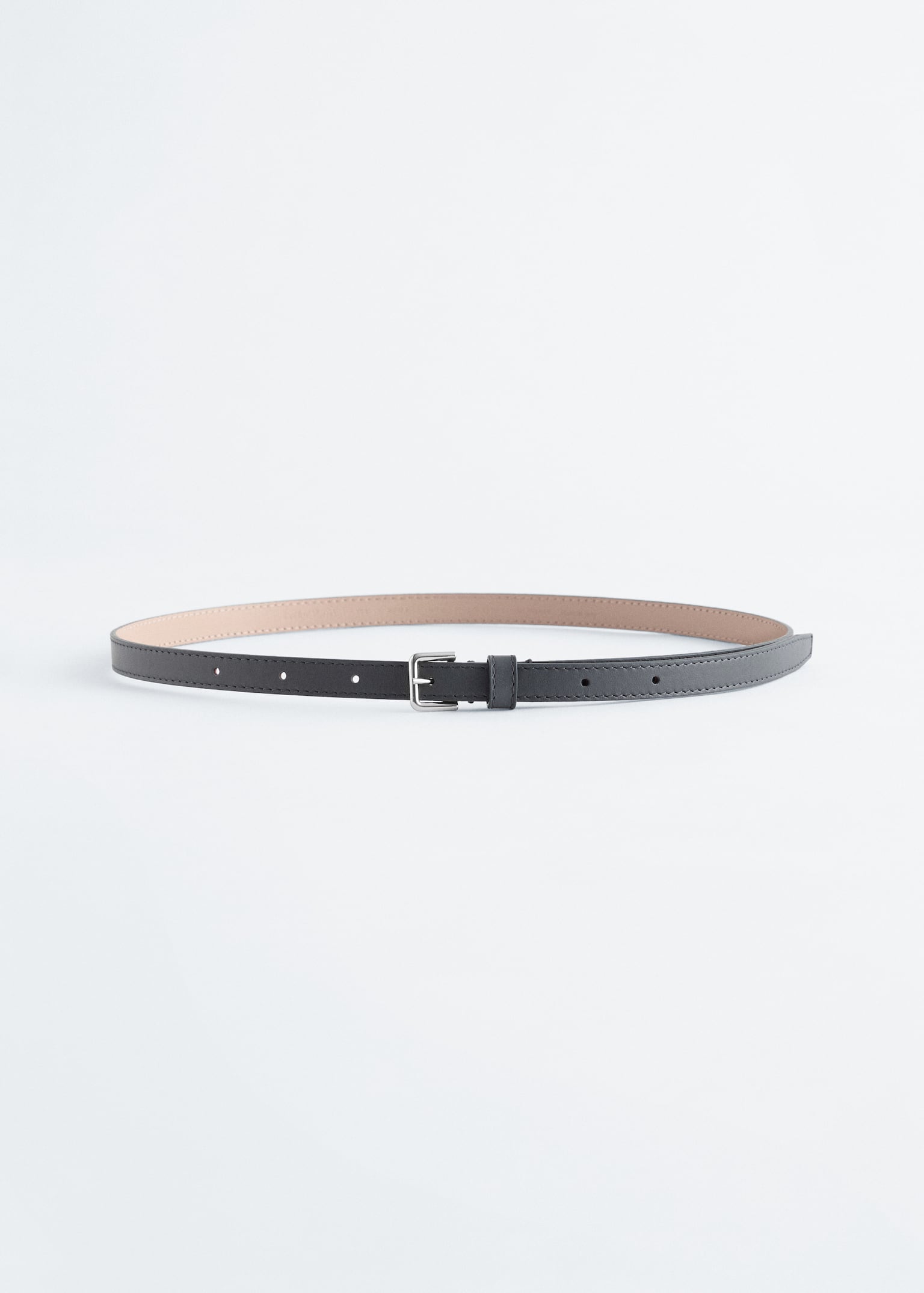 Smalle leren riem - Donkergrijs