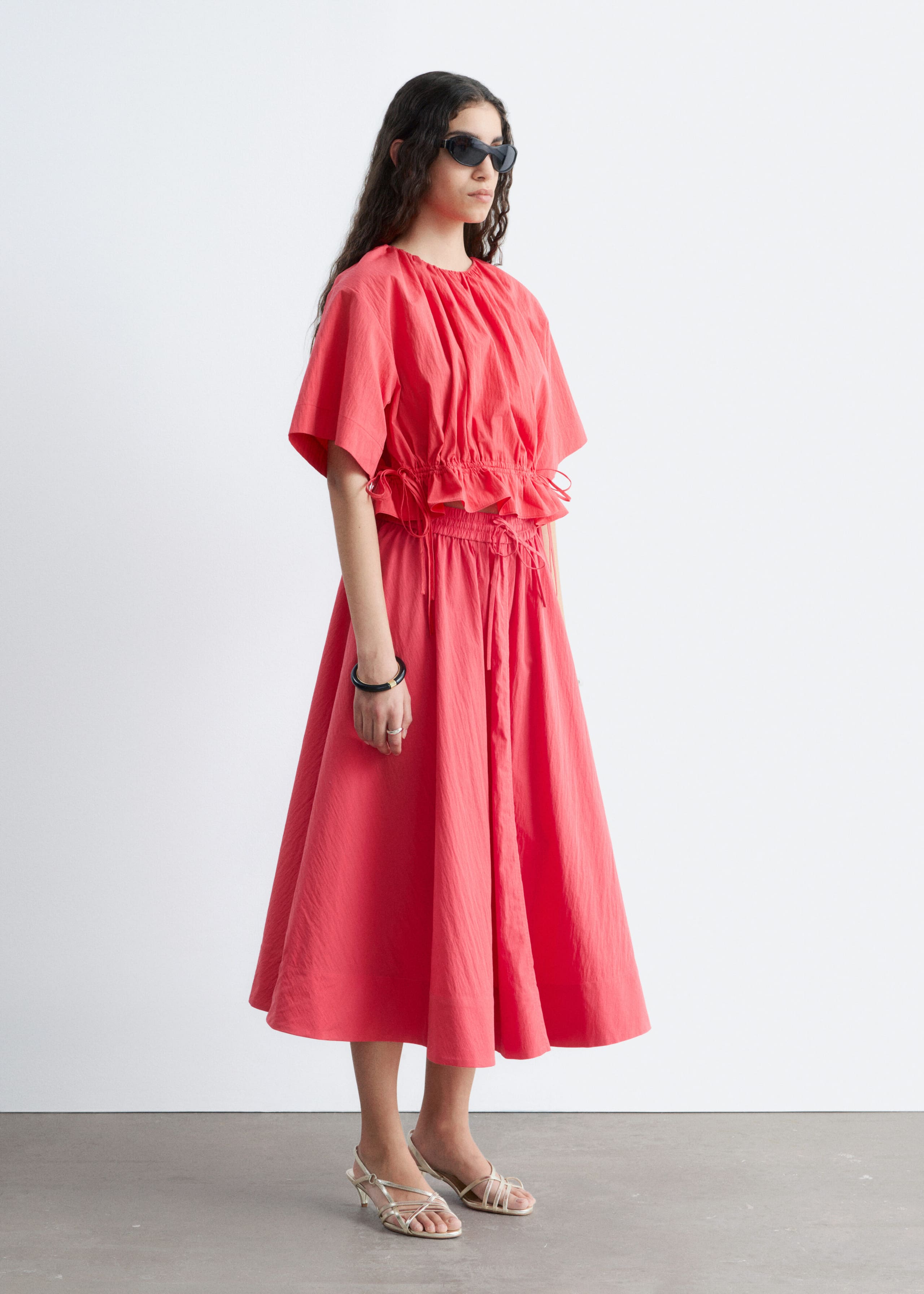 Image of Geraffter Maxirock aus einer Baumwollmischung