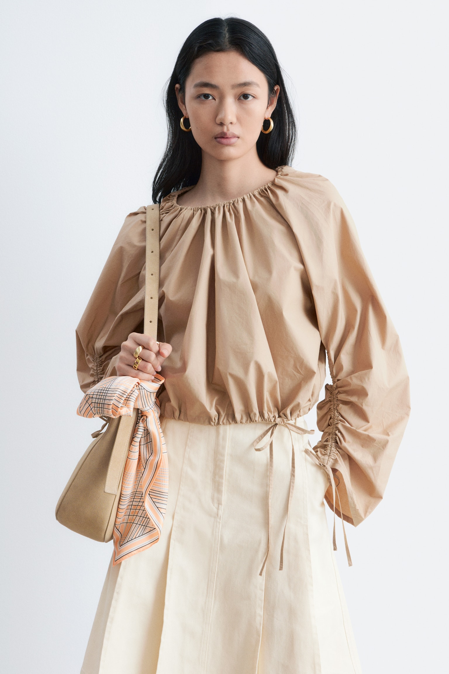 Sculptural Drawstring Blouse - 1