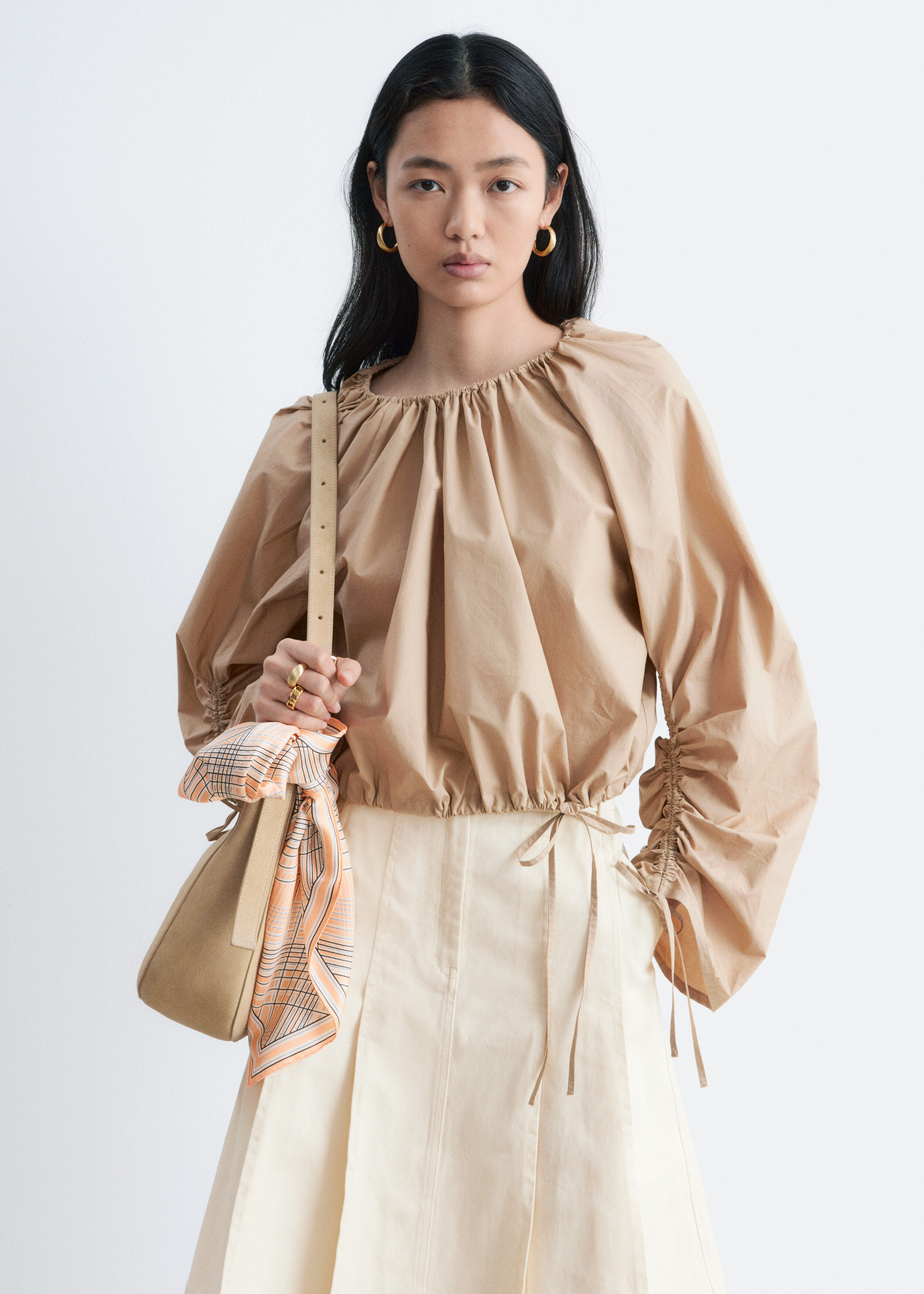 Sculptural Drawstring Blouse