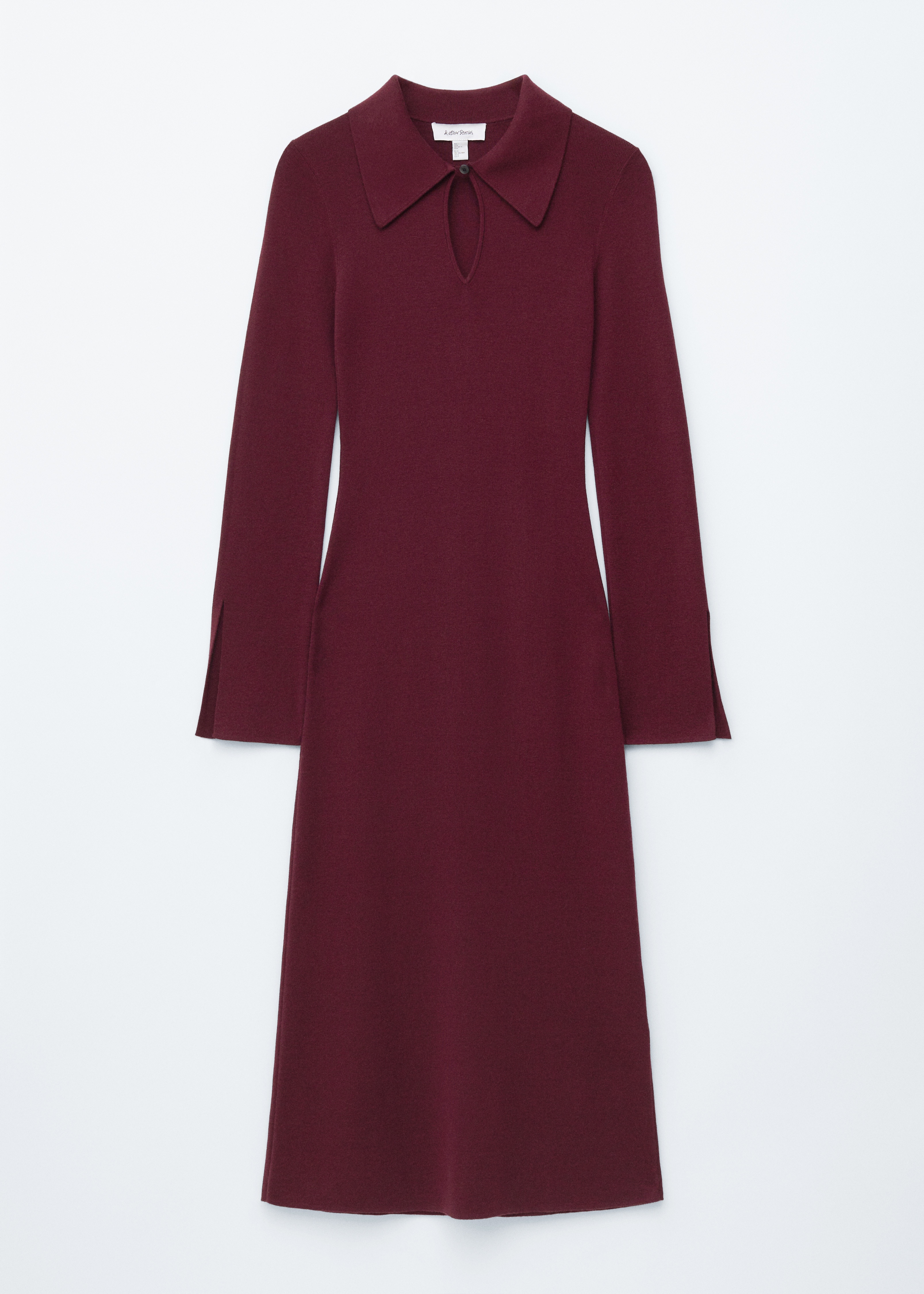 Knitted Wool Midi Dress - Burgundy