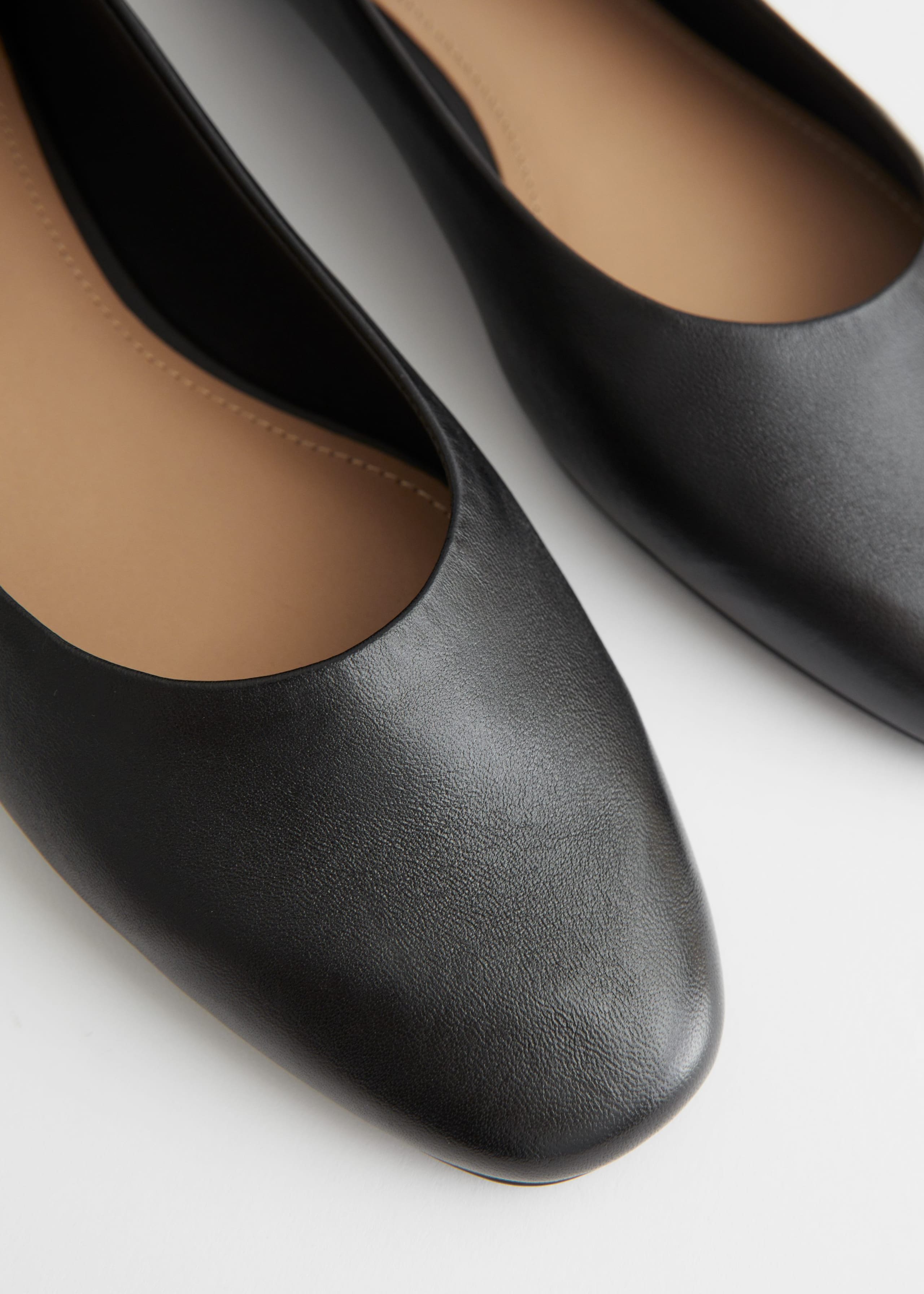 Image of Almond Toe Leather Ballerina Flats