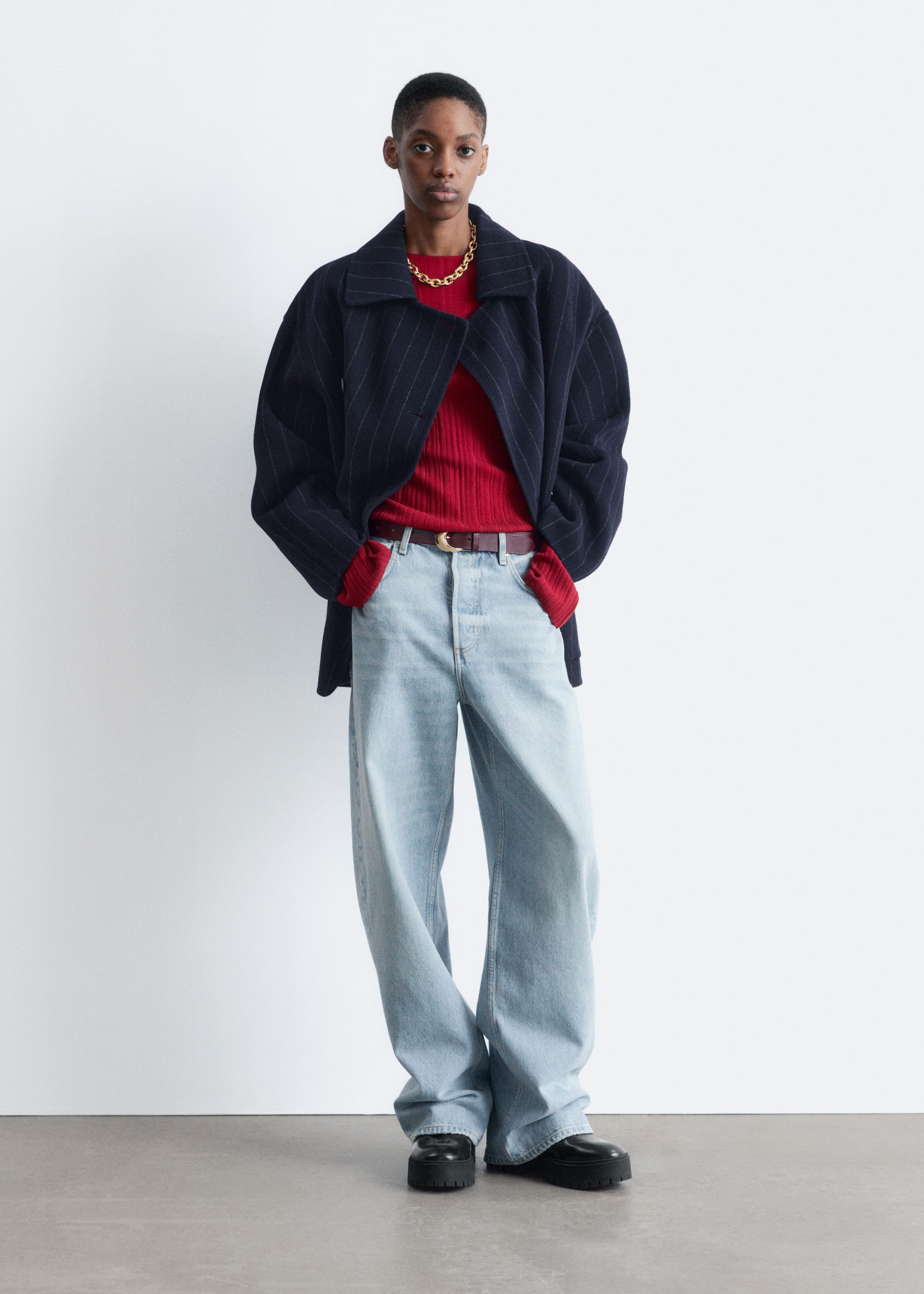 Image of Cocoon-Shaped Wool Jacket