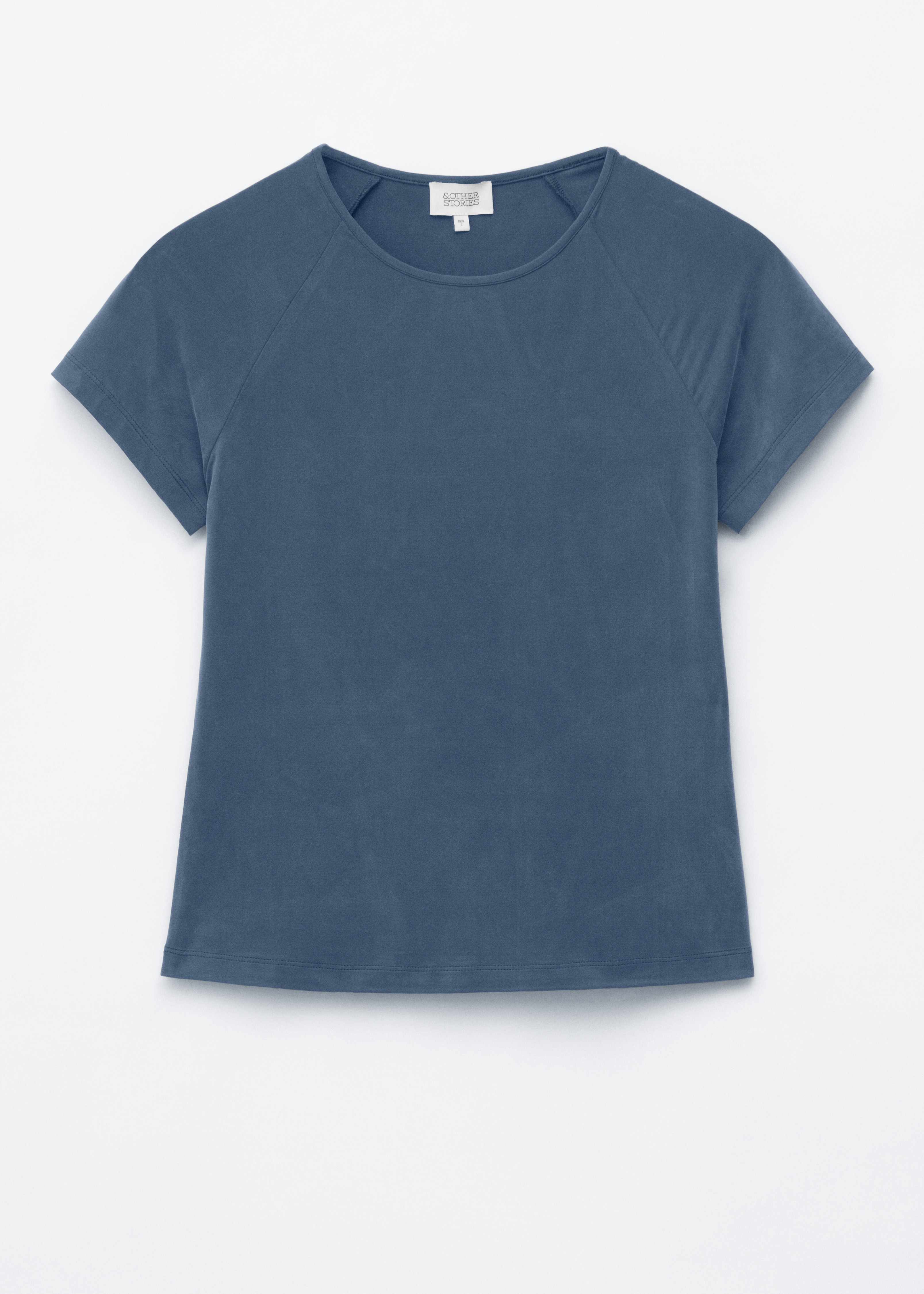 T-shirt aderente con maniche raglan - Blu scuro/Rosa chiaro
