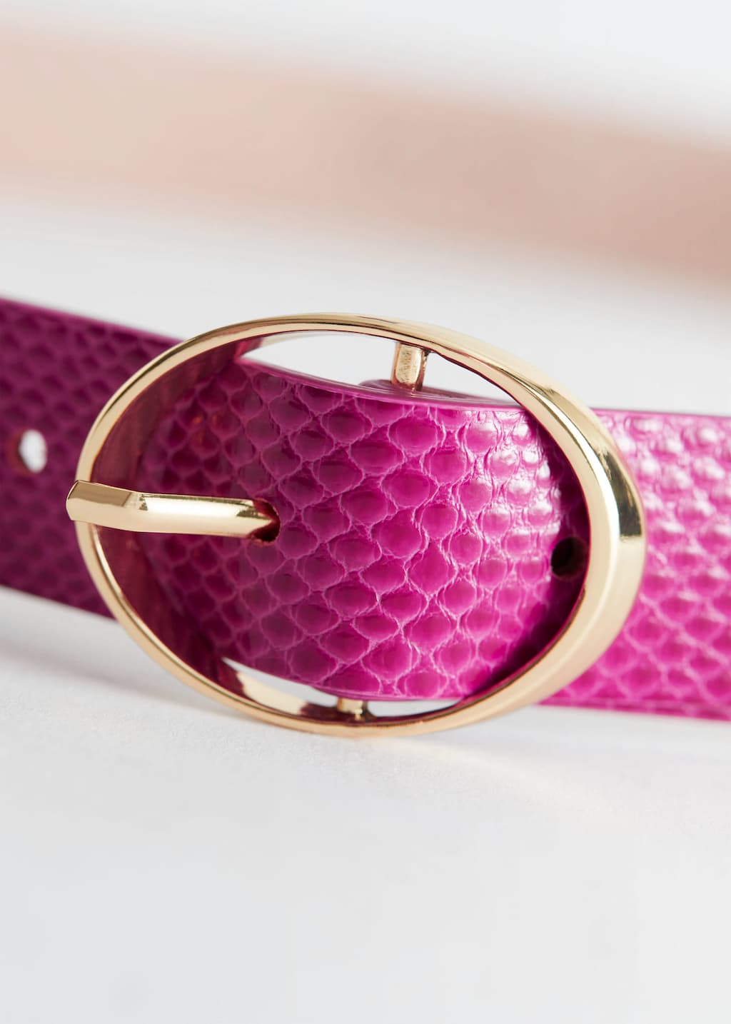 Snake Embossed Leather Belt - {{variantName}} - Descriptive Detail
