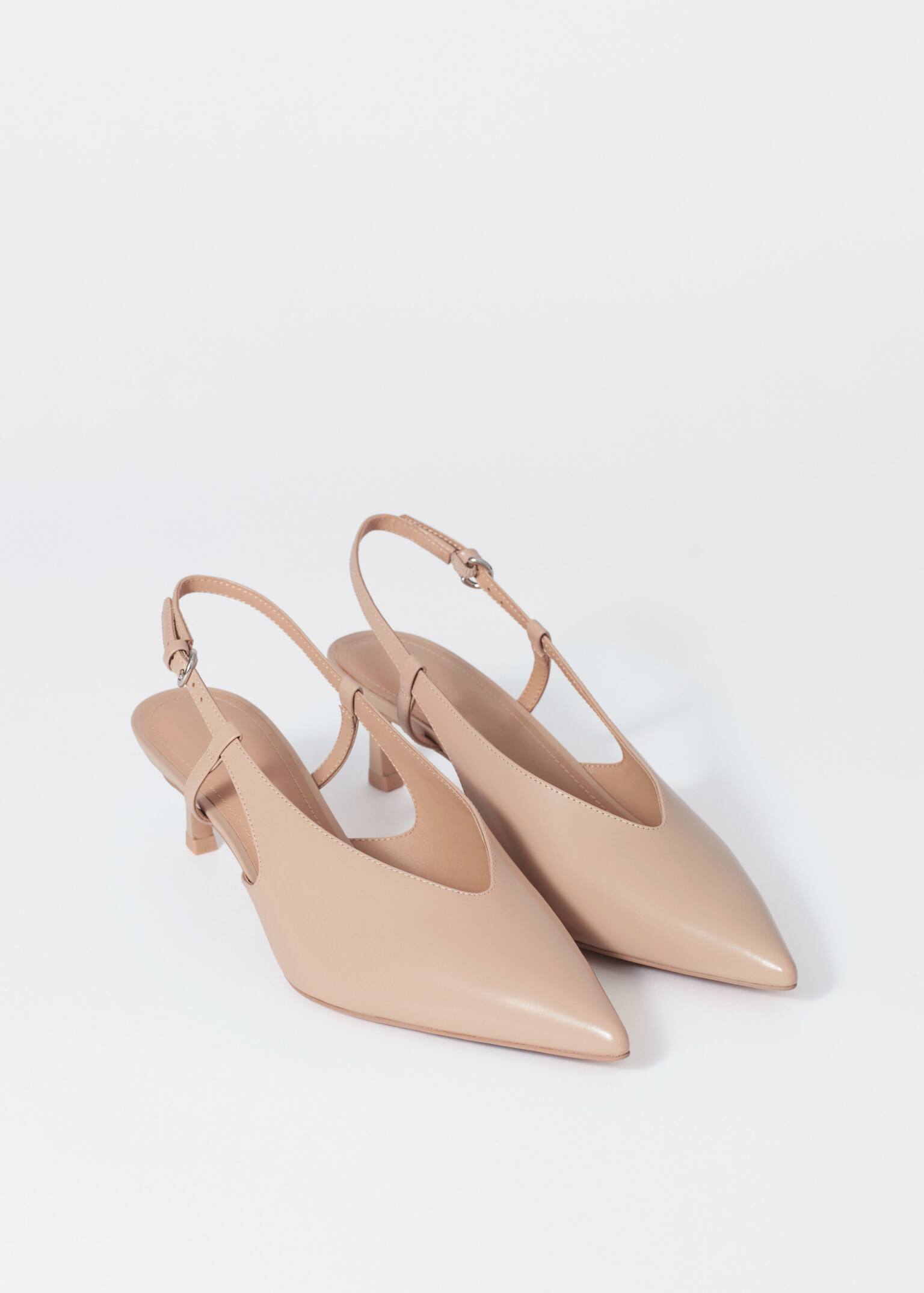 Zapatos de tacón destalonados clásicos de piel - Beige/Marrón/Negro/Azul claro - 3