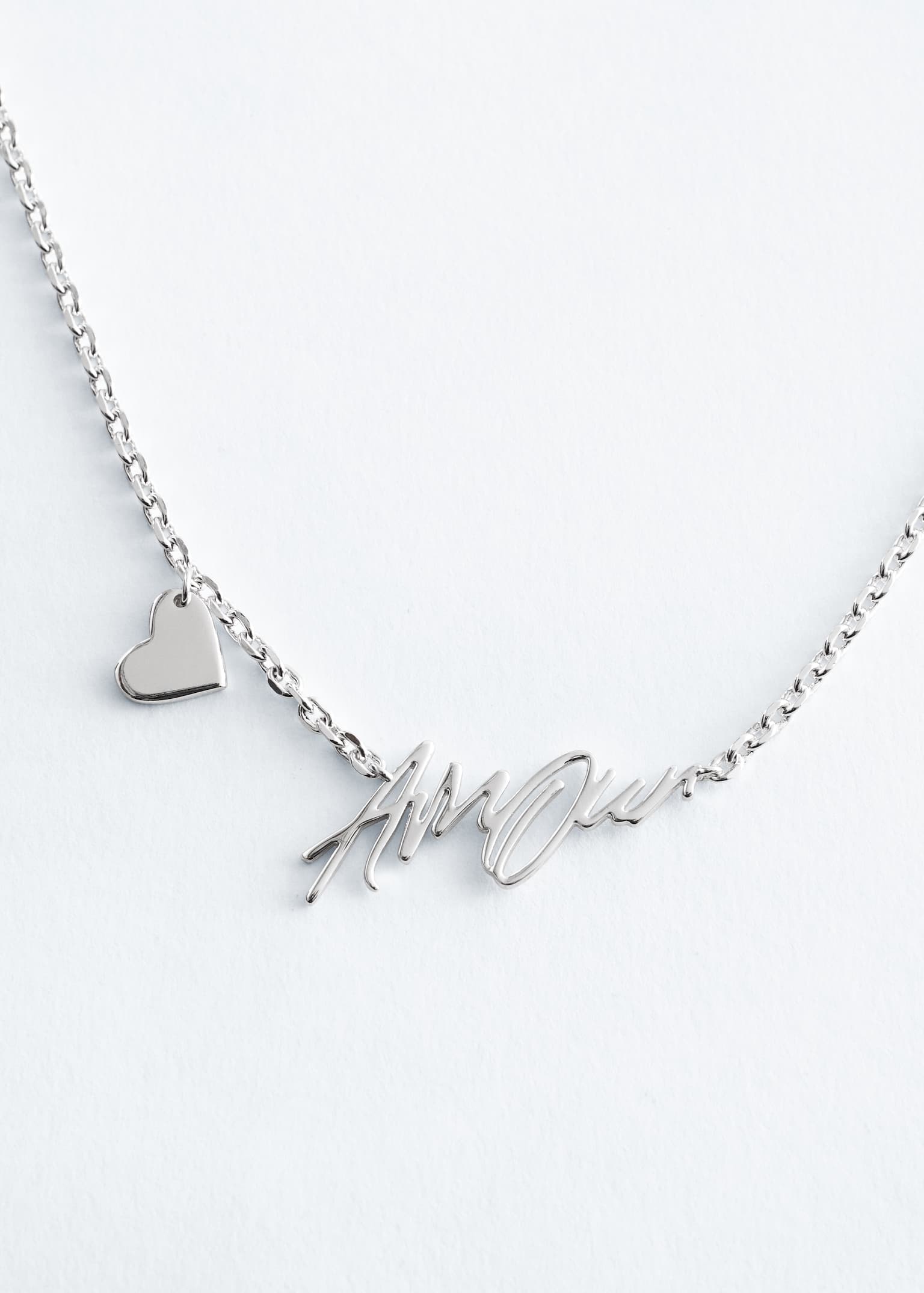 Short Text-Motif Necklace - Silver/Gold - 2