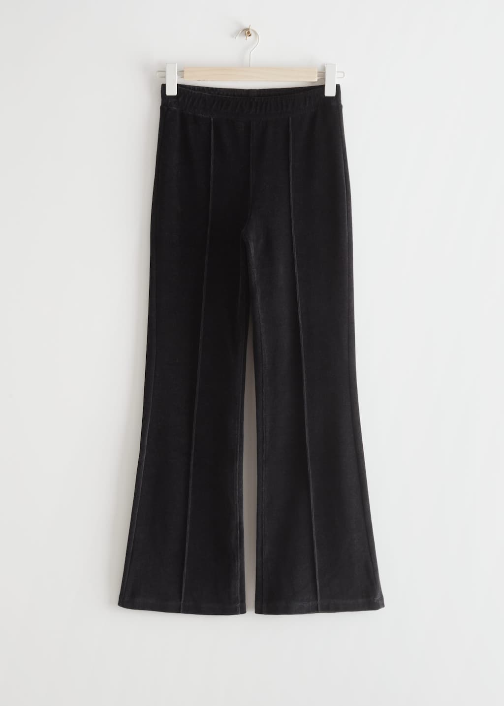 Kick Flare Velour Trousers - Black - Bodegón