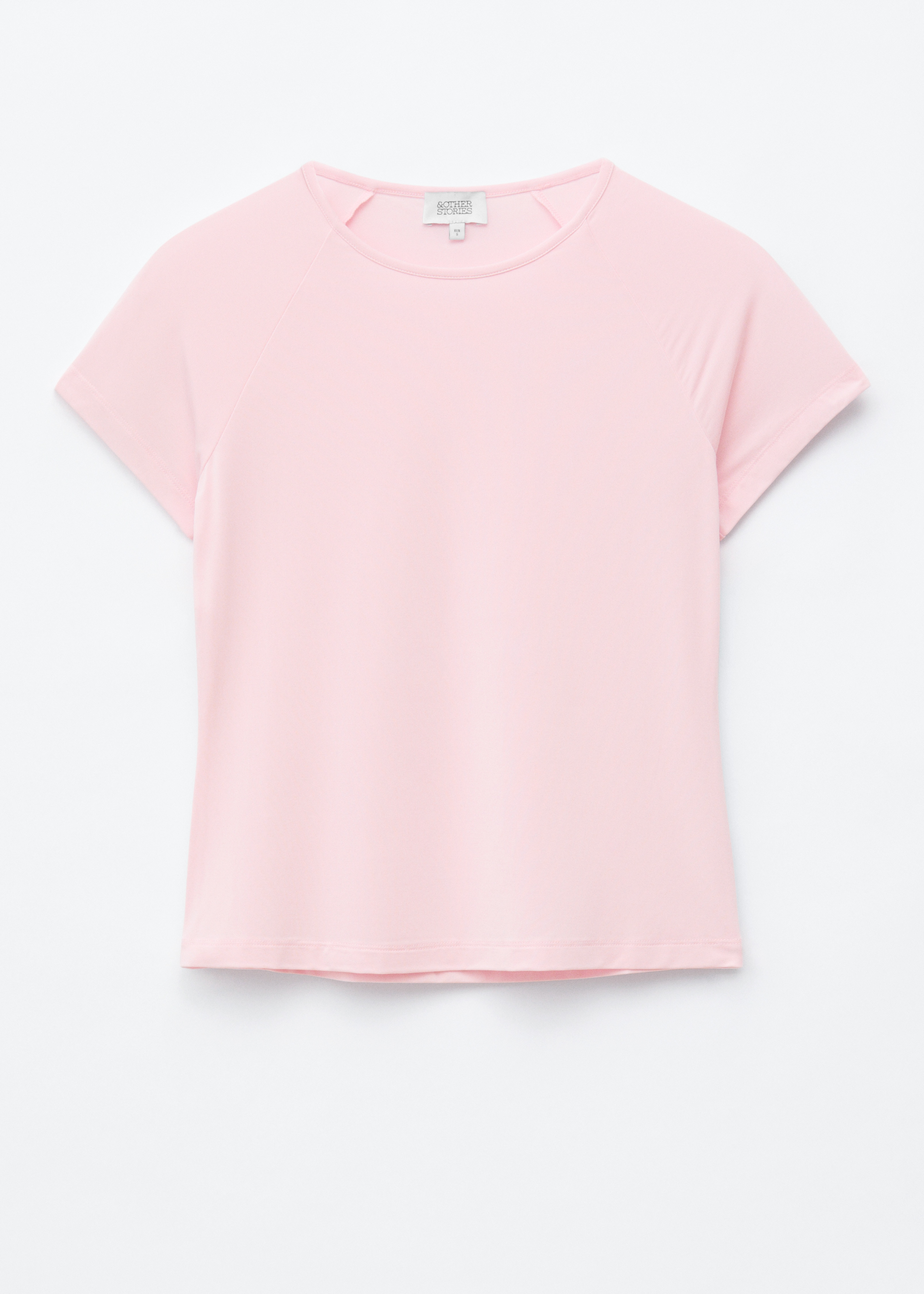 T-shirt aderente con maniche raglan - Rosa chiaro/Blu scuro