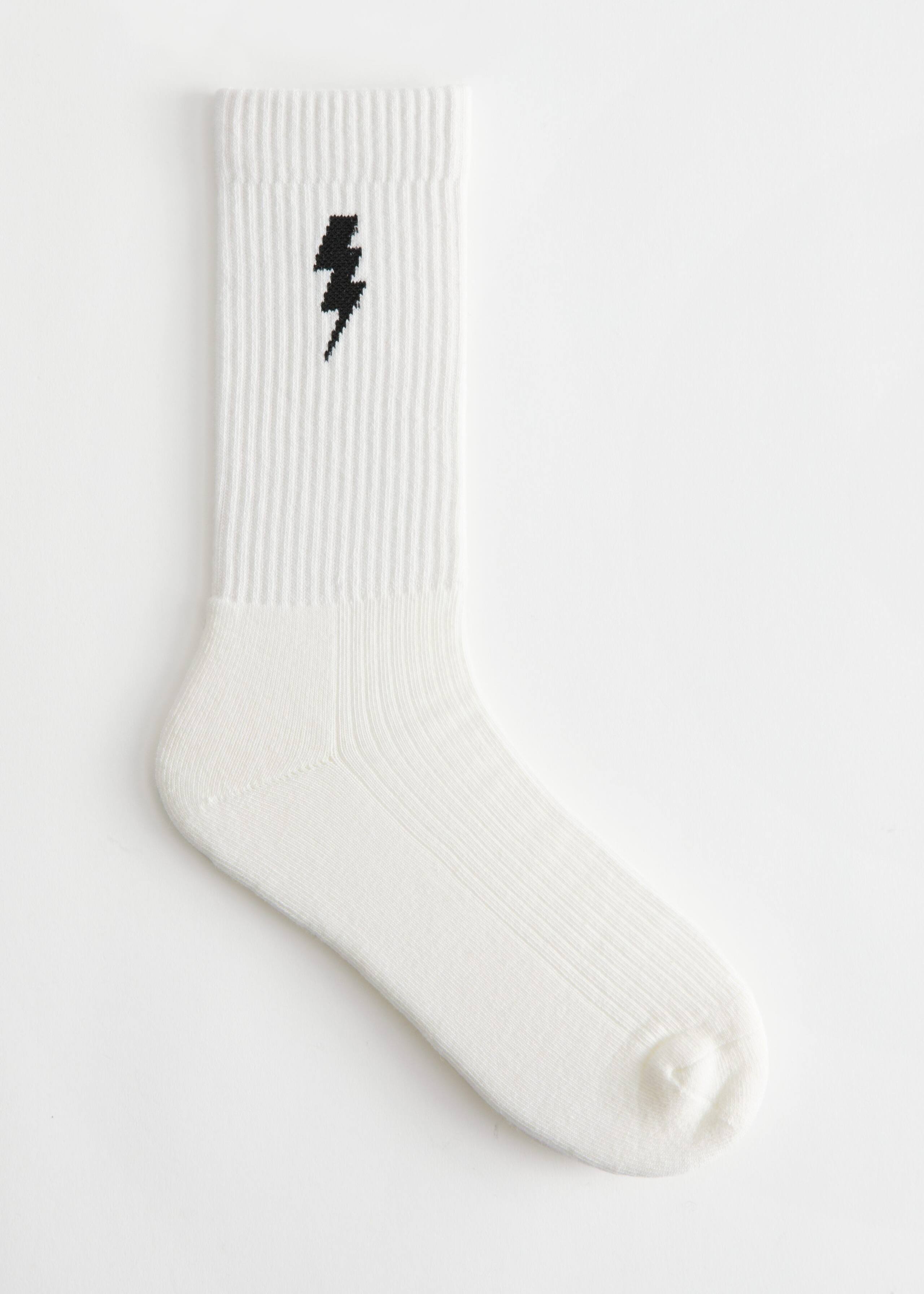 Lightning Bolt Rib Socks - White - Natura morta