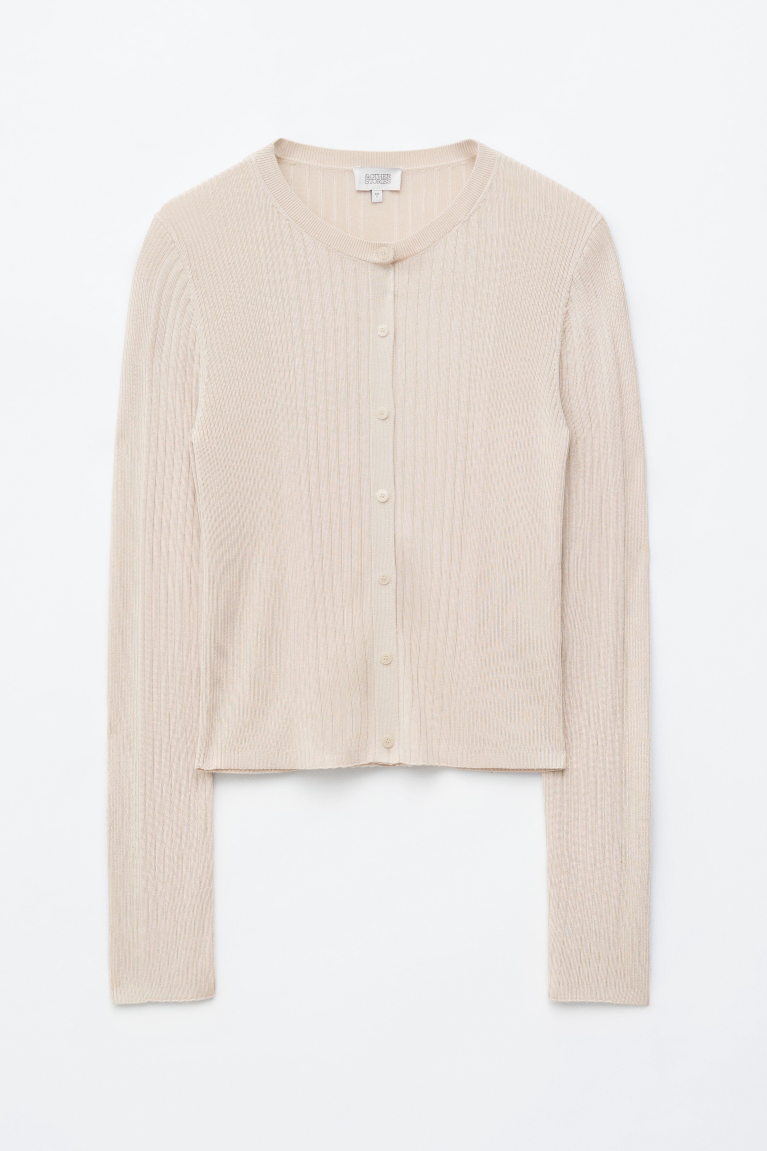 Cardigan in maglia con lavorazione a coste - Beige chiaro