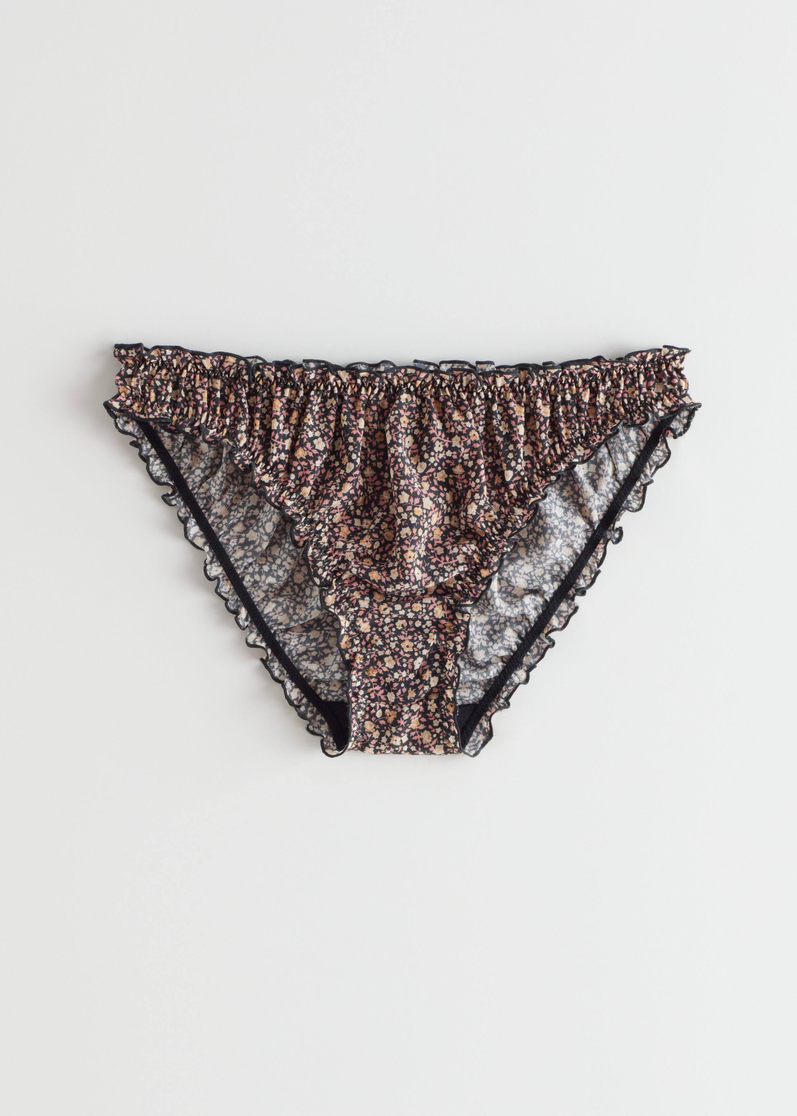 Frilled Silk Briefs - Floral Print - Still Life