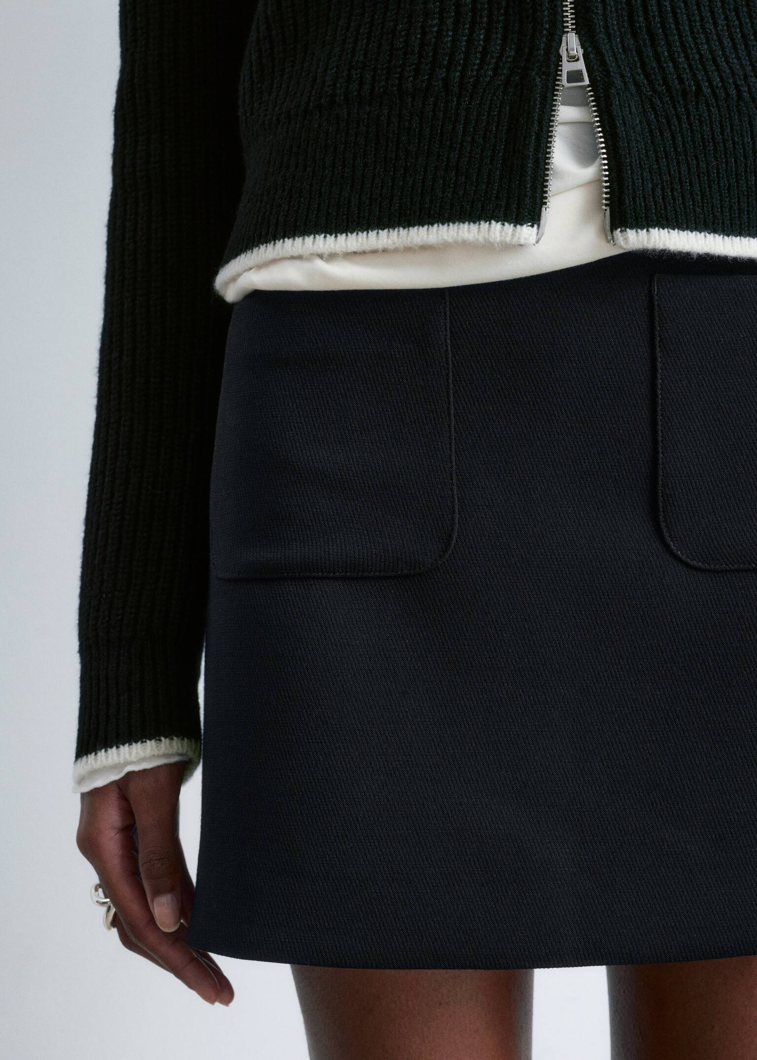 A-lijn minirok - Zwart/Kakibruin - 4