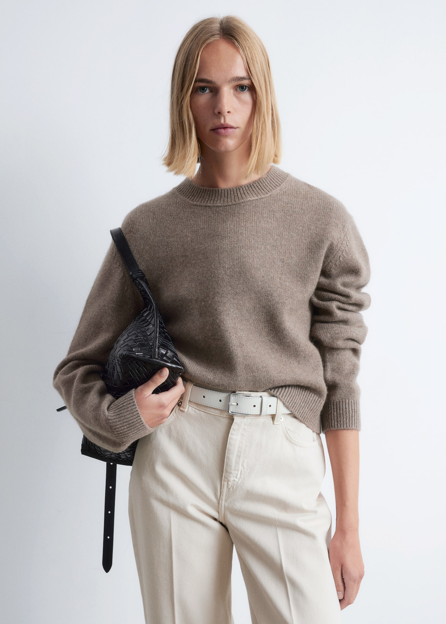 Pullover aus einer Kaschmirmischung - Dunkles Graubraun/Dunkelbraun/Schwarz
