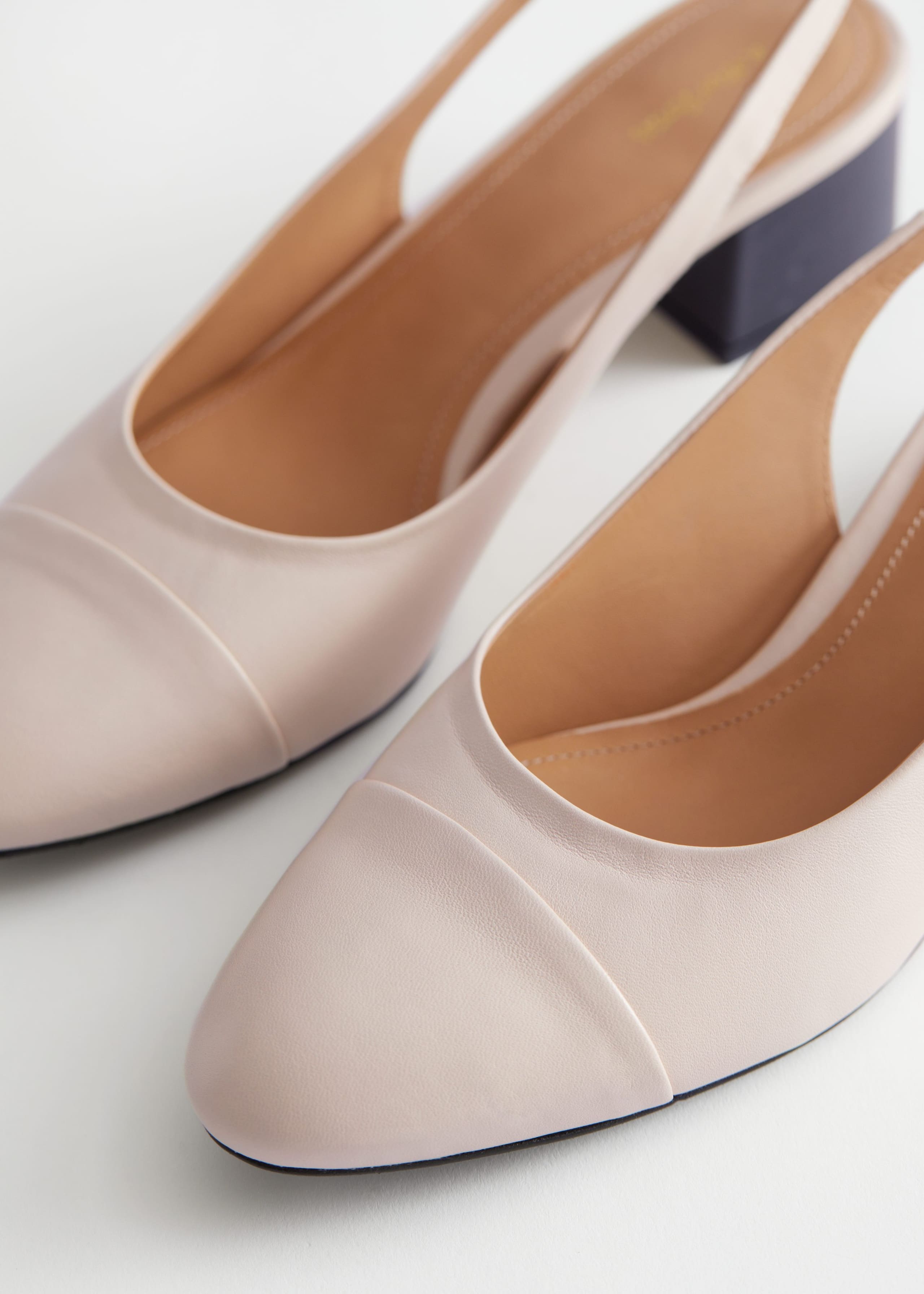 Image of Slingback Block Heel Leather Mules