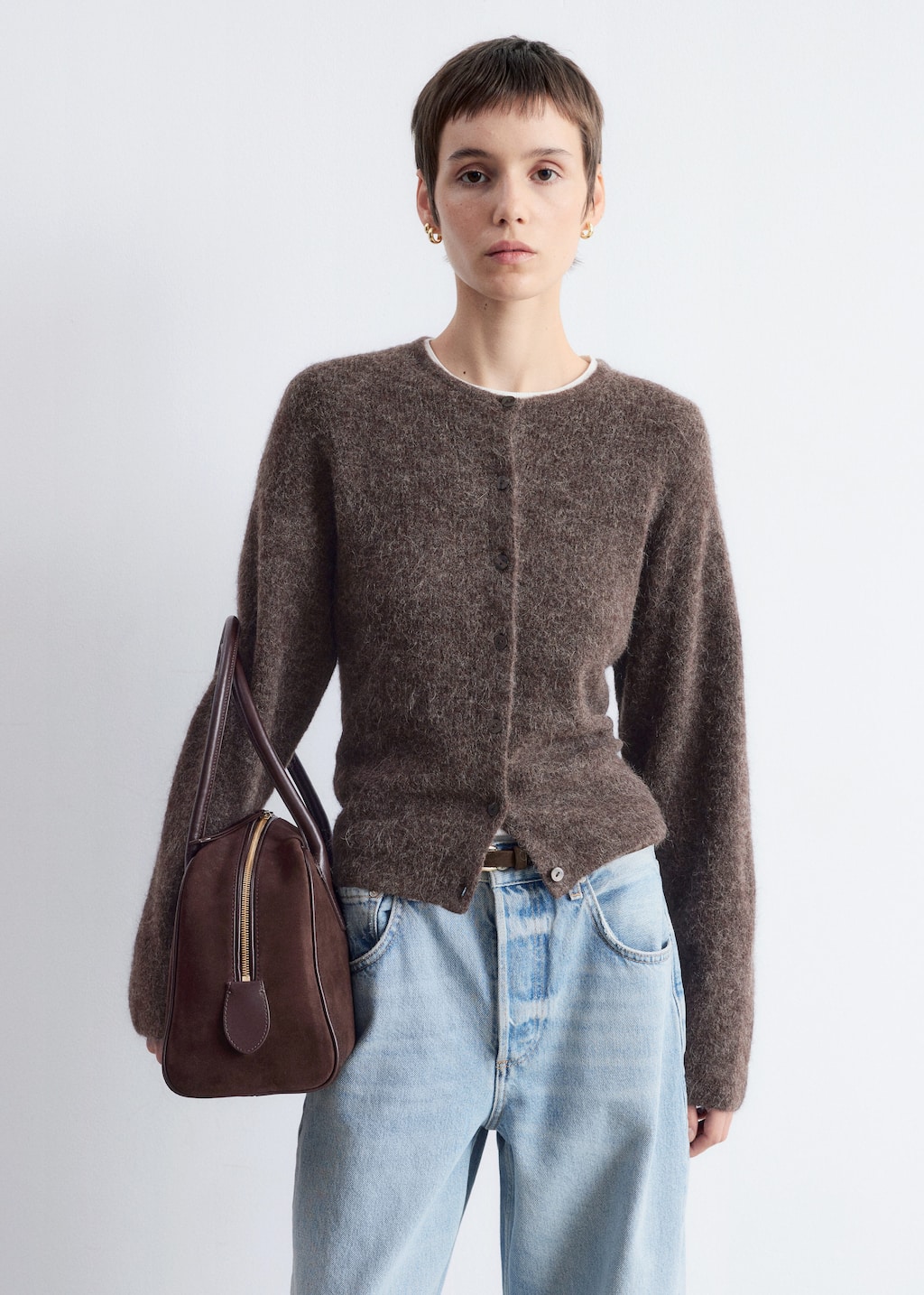 Image of Alpaca-Blend Knitted Cardigan