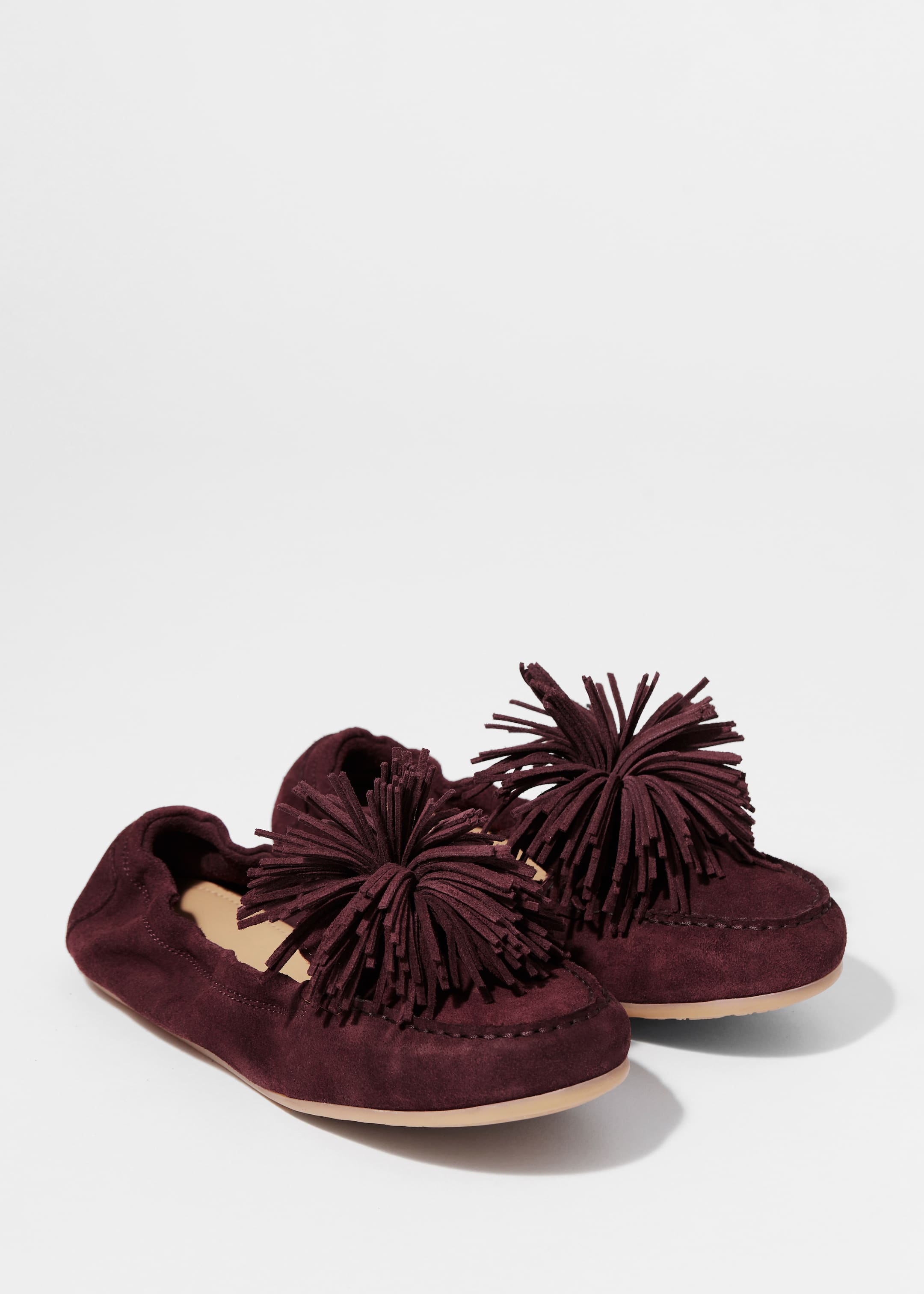 Visualizza immagine più grande: Mocassini in pelle scamosciata con pompon - Bordeaux - DONNA | H&M IT 6