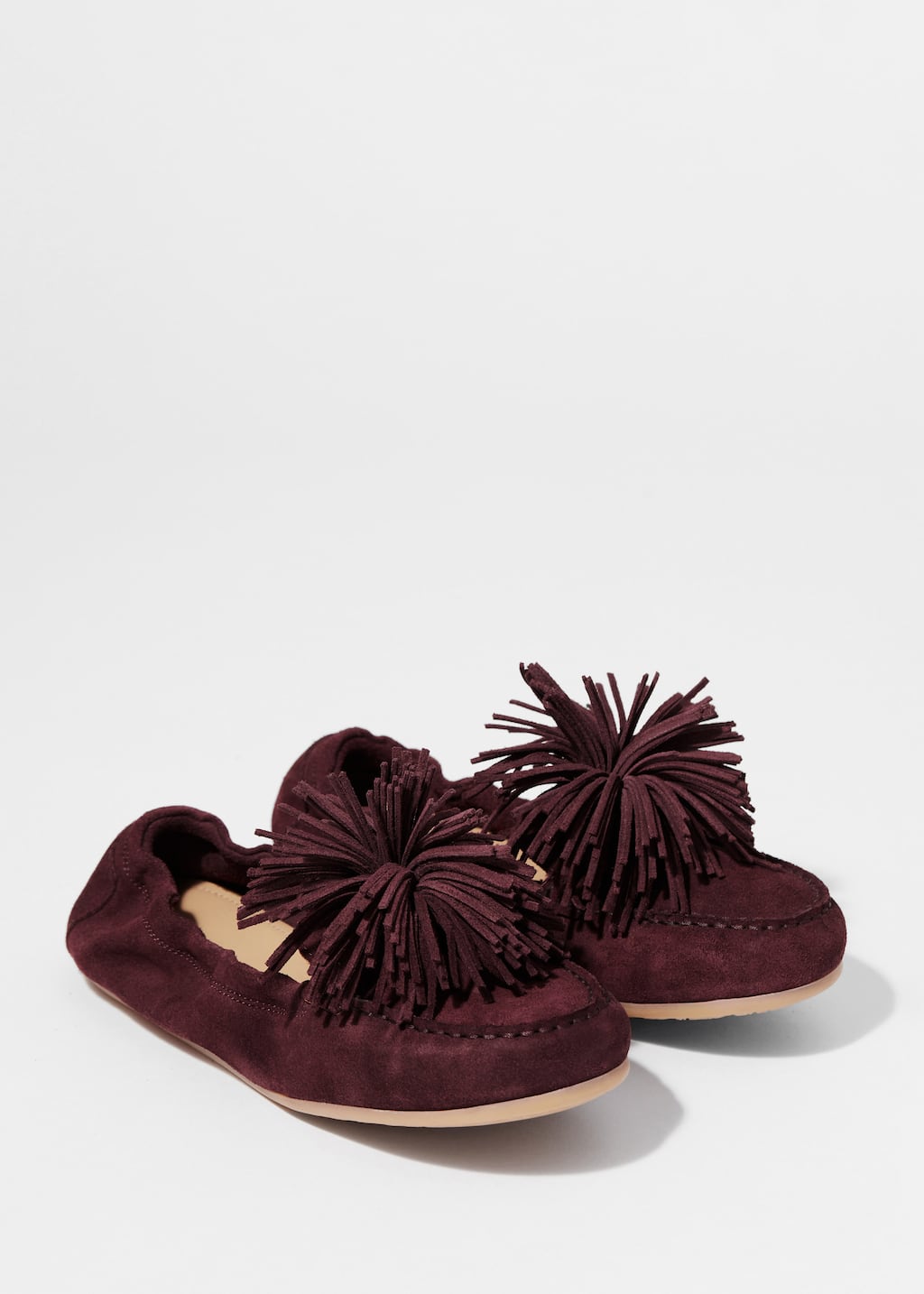 Image of Pompom Suede Loafers