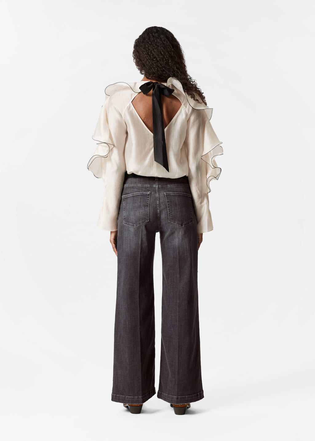 Flounced Blouse - Cream - Lookbook