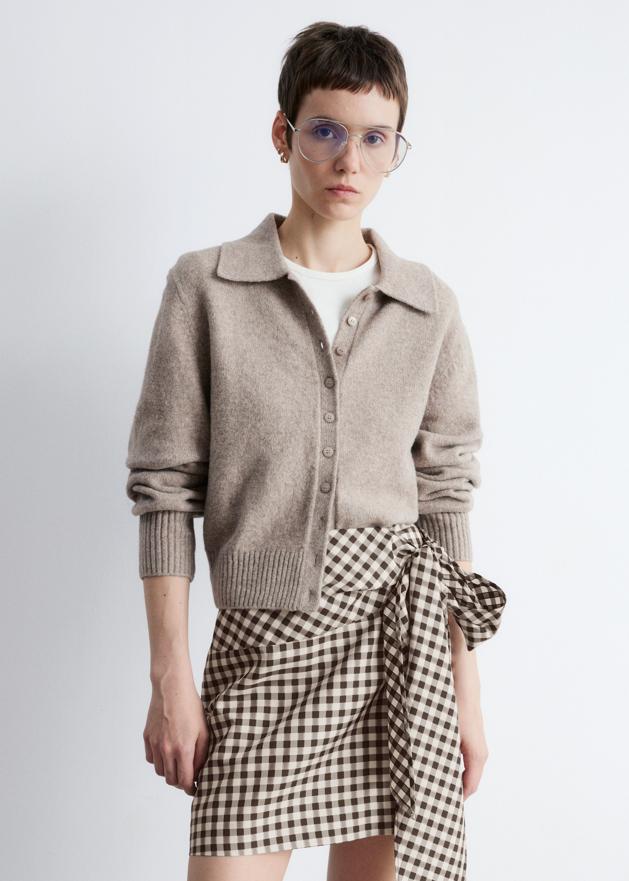 View larger image: Knitted Collar Cardigan - Mole - Ladies | H&M GB 2