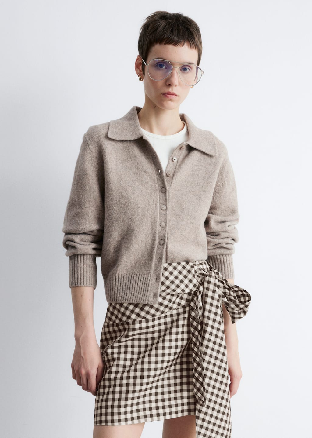 Image of Knitted Collar Cardigan