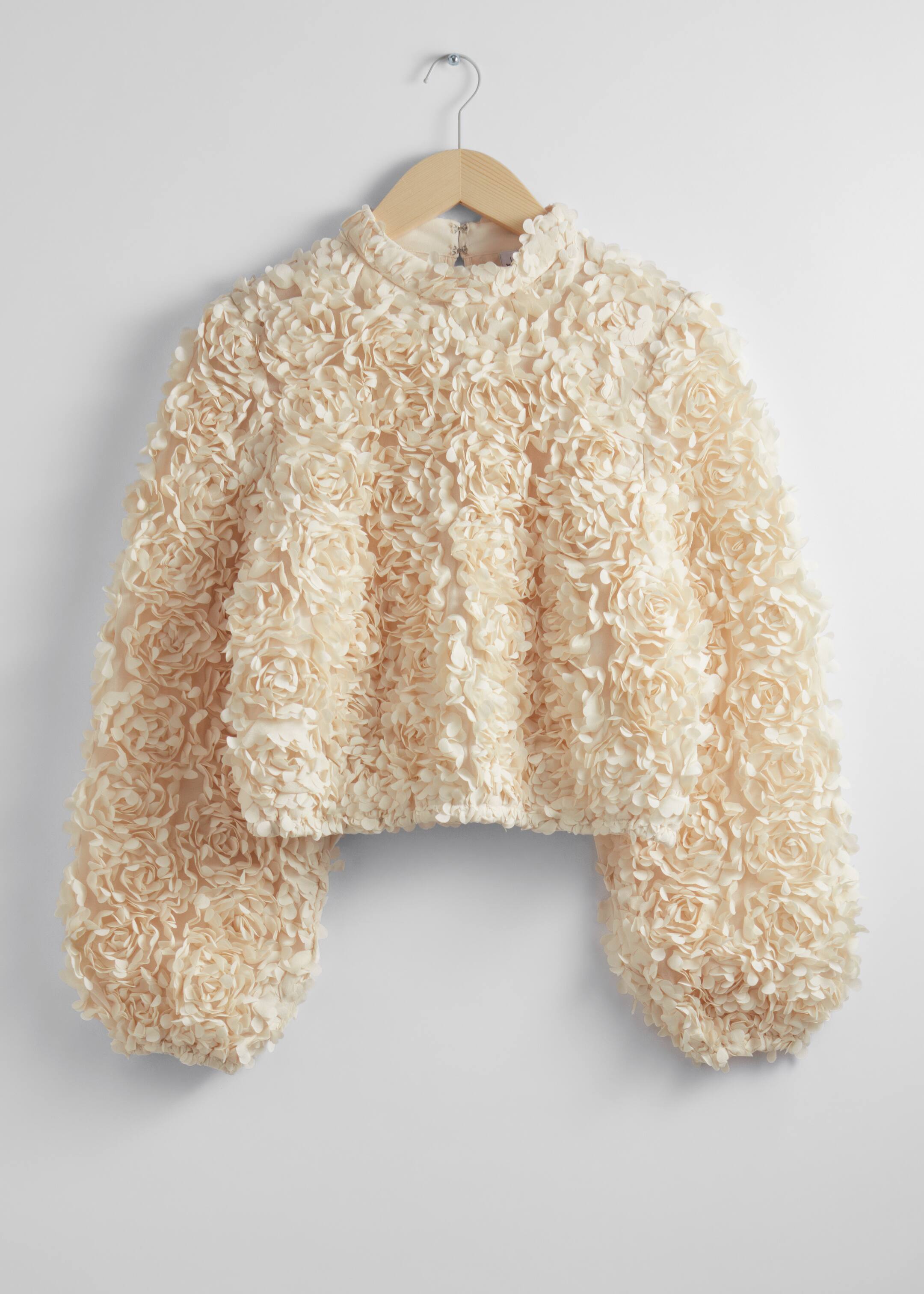 Grotere afbeelding bekijken: Top met bloemenapplicaties - Ivoorwit - DAMES | H&M NL 1
