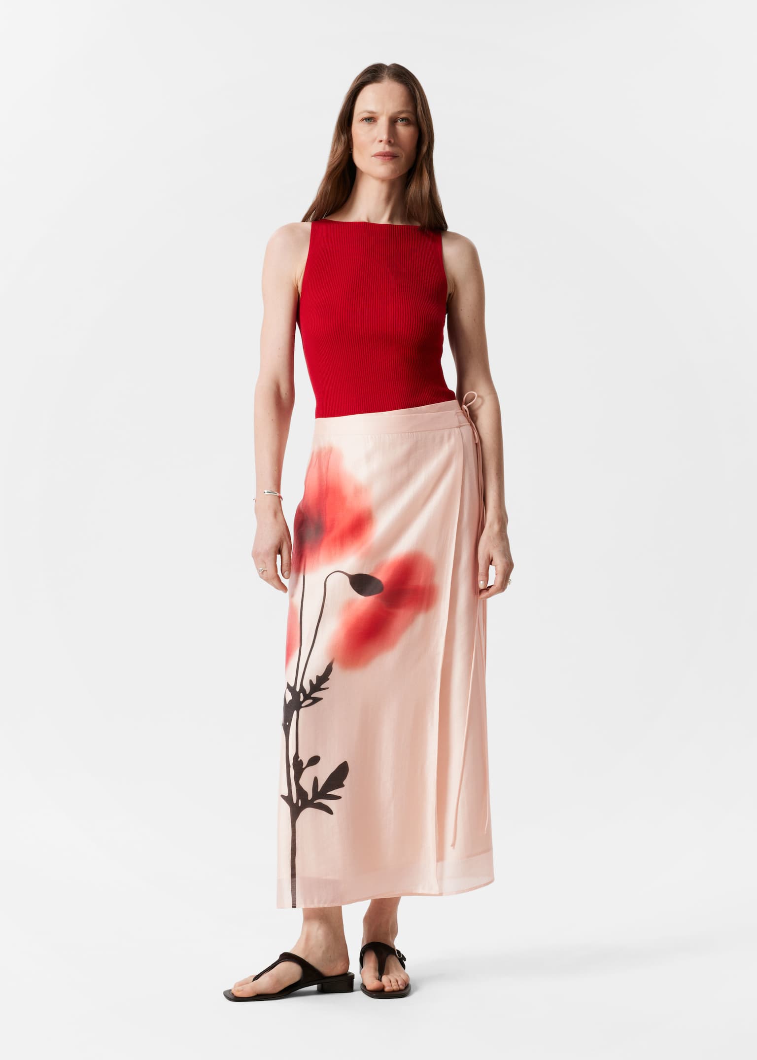 Maxi gonna a portafoglio - Rosa/Rosso