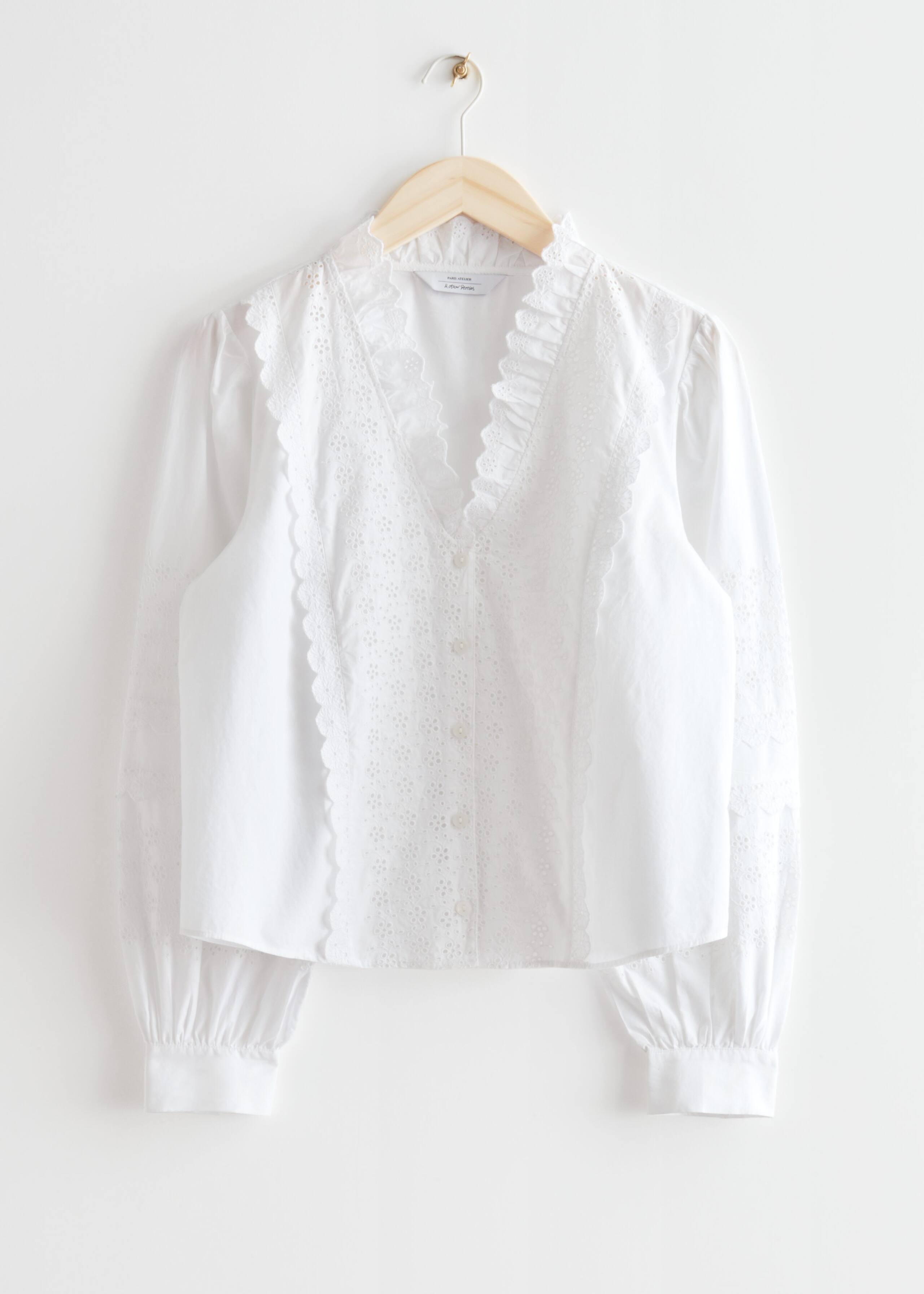 Embroidered Blouse - White - Natura morta