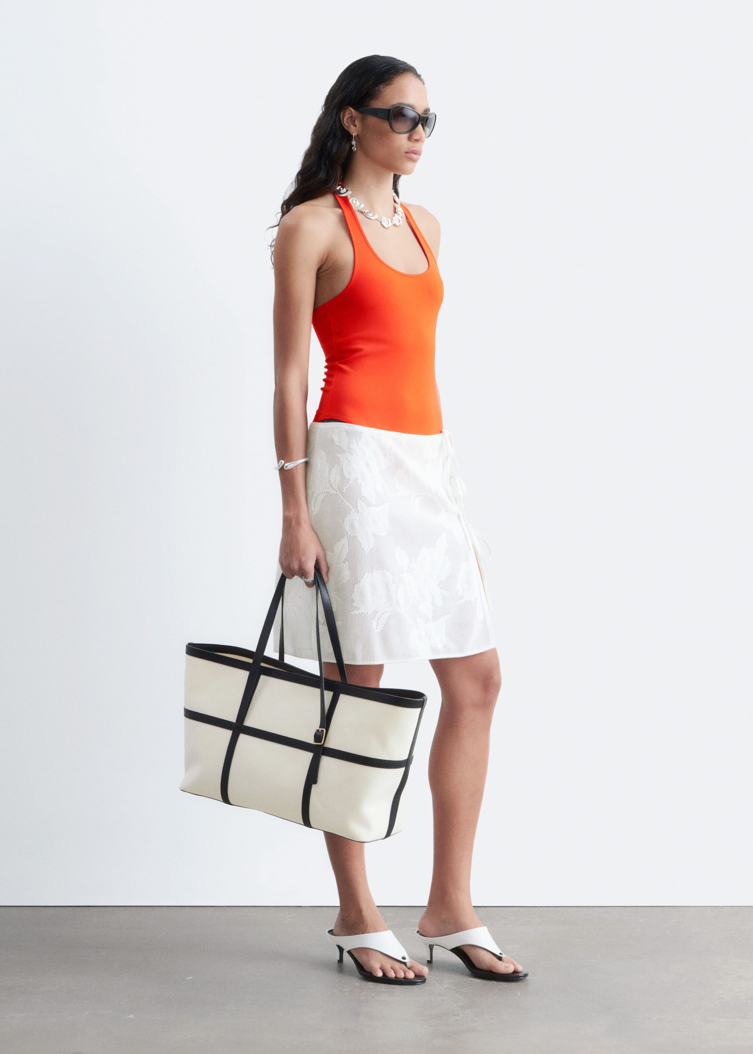 Open-Back Halterneck Bodysuit - Bright Orange - Lookbook
