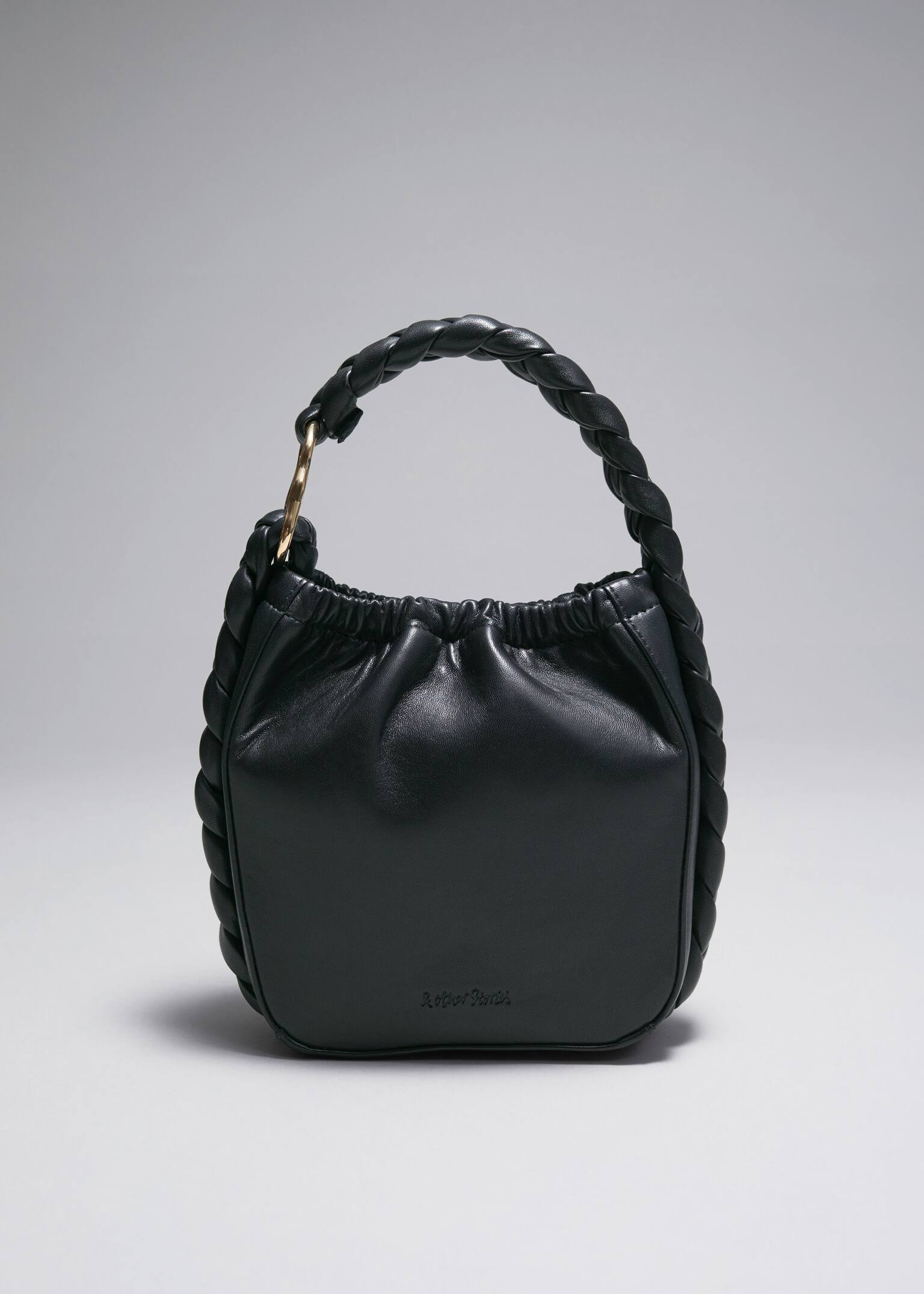 Taske i flettet læder - Sort