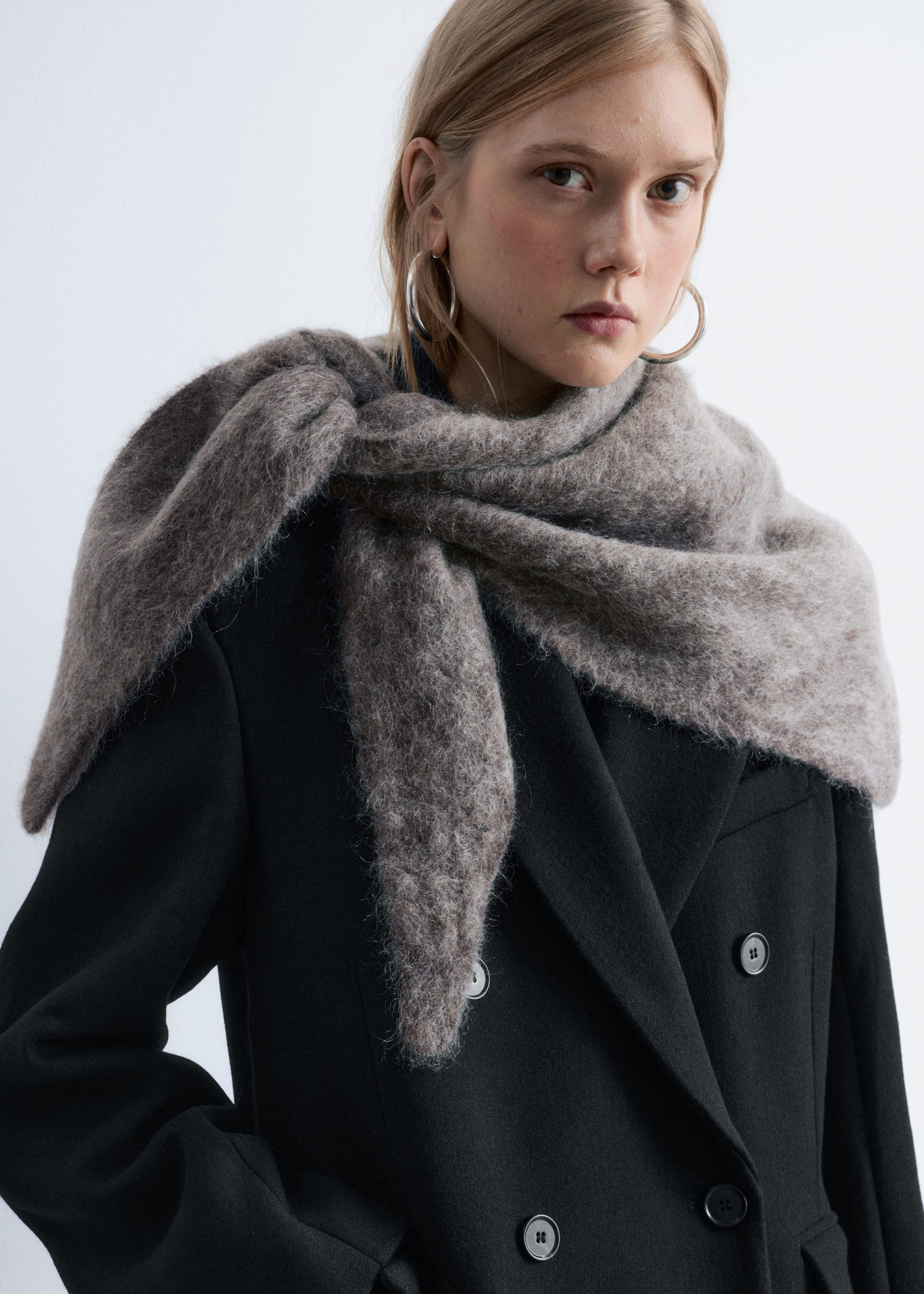 Image of Mohair-Blend Brushed Triangle Scarf