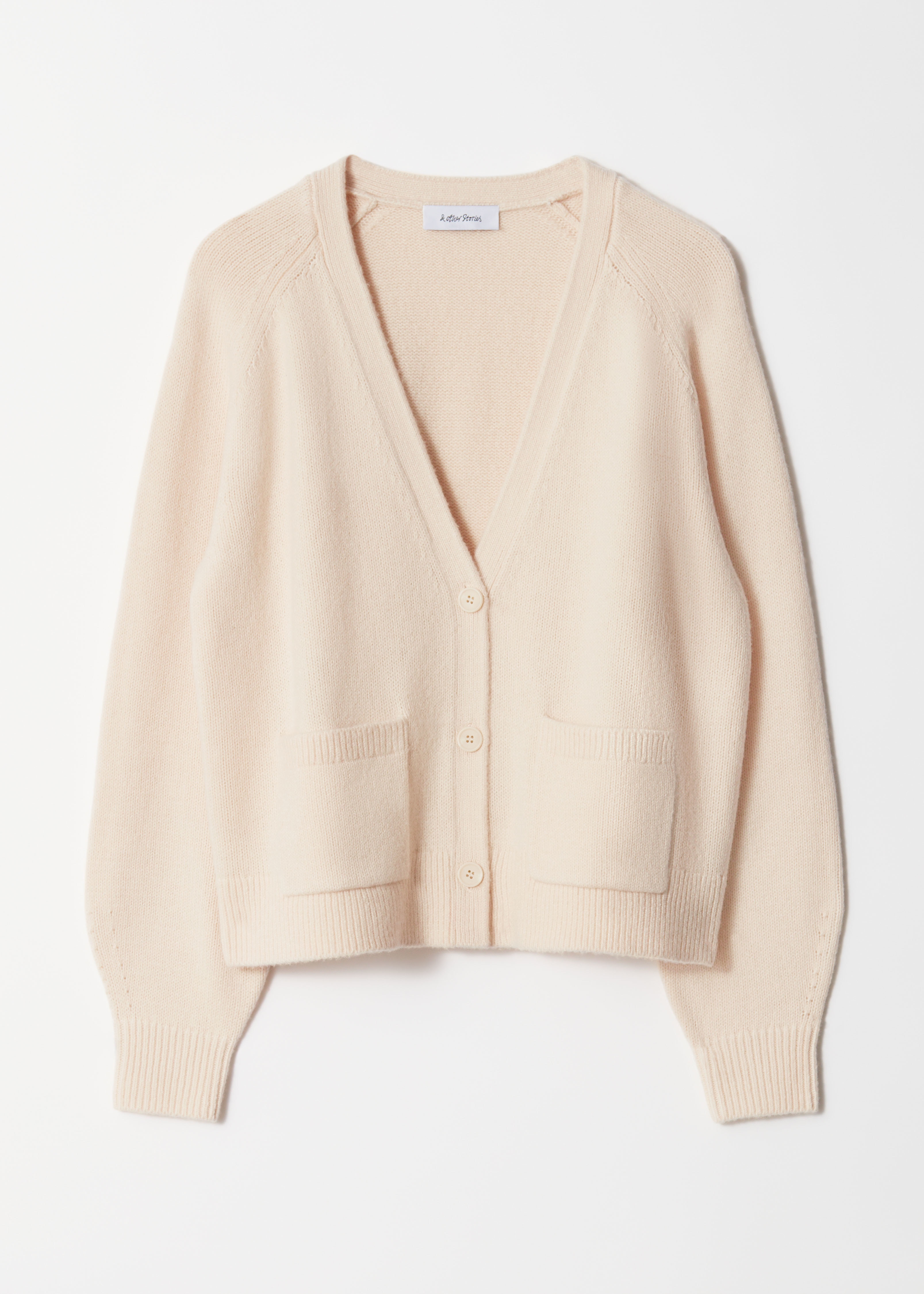 Cardigan con tasche applicate - Crema/Grigio