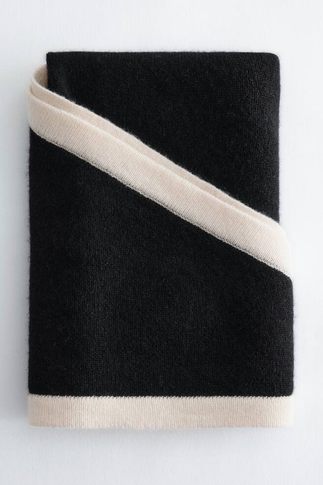 Foulard triangulaire en soie et cachemire - Noir/Bleu foncé/Brun/Gris - 1