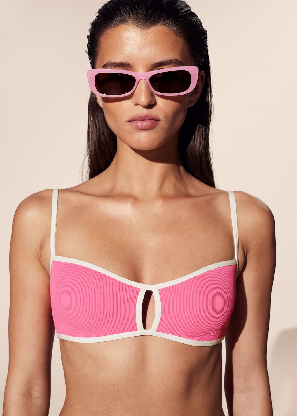 Image of Contrast-Trim Bikini Top