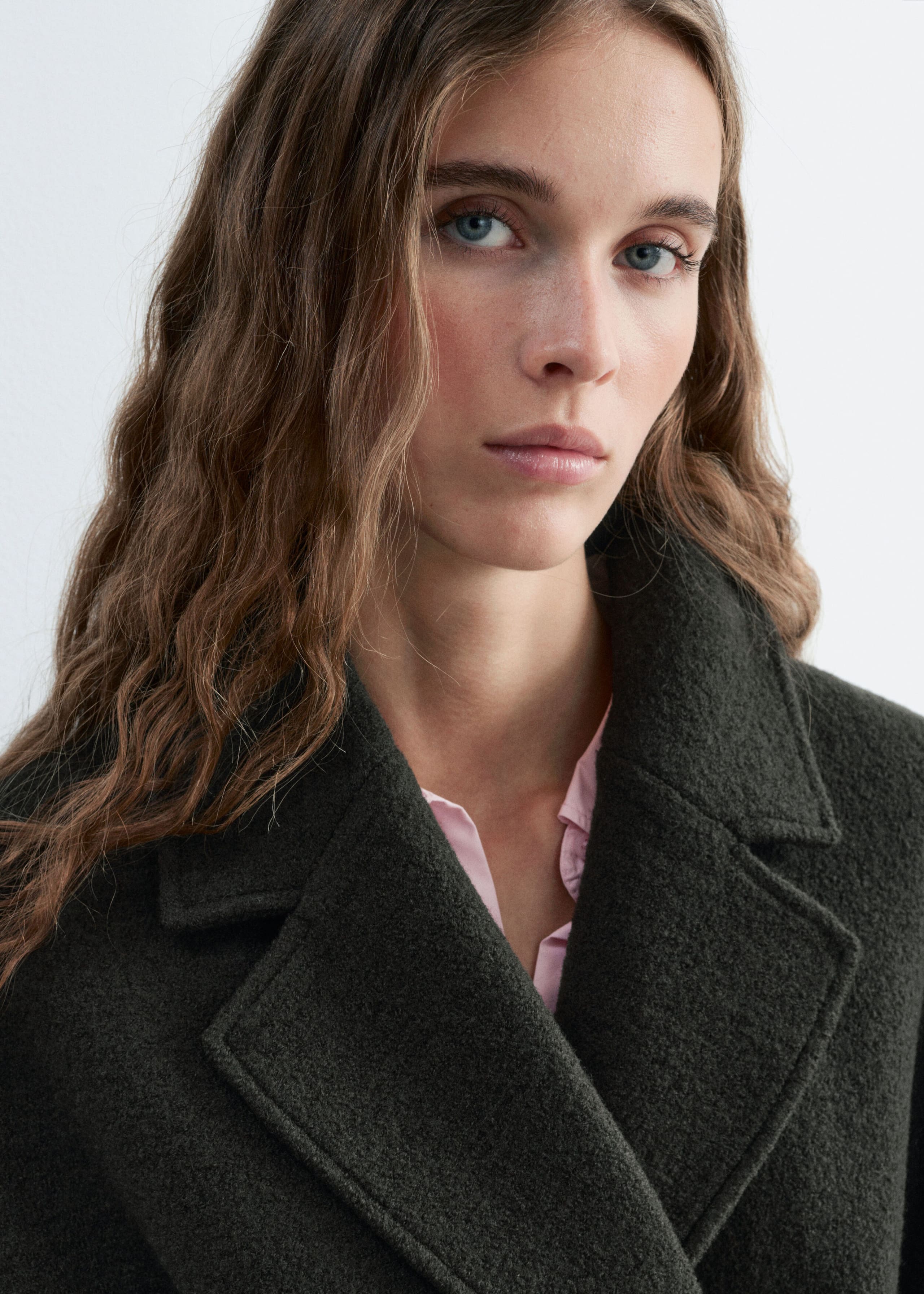 Volumineuze wollen jas met ceintuur - Donkergroen - Lookbook